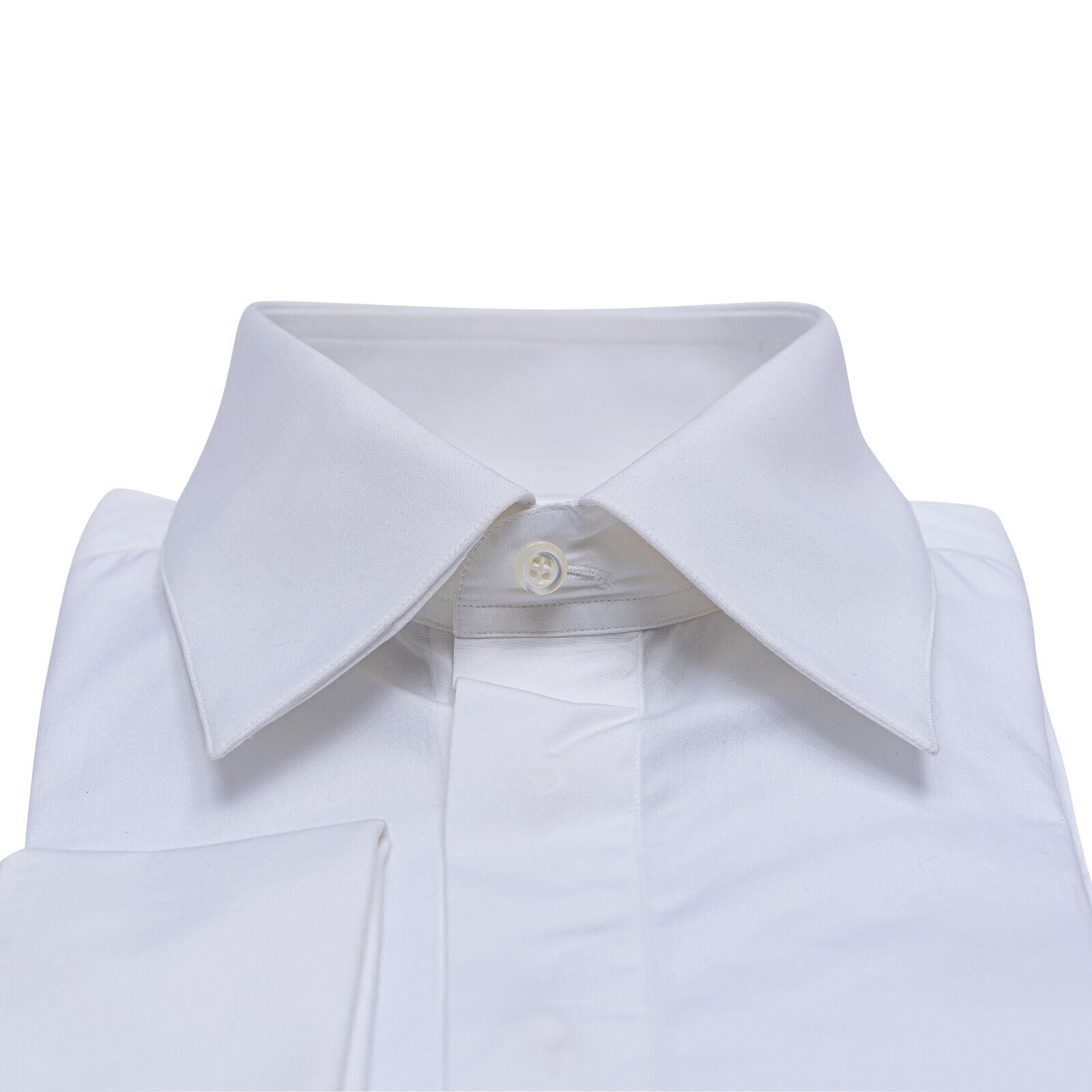 690$ ITALIAN LUXURY GERLIN Shirt Point White Cotton 1AP ZILLI
