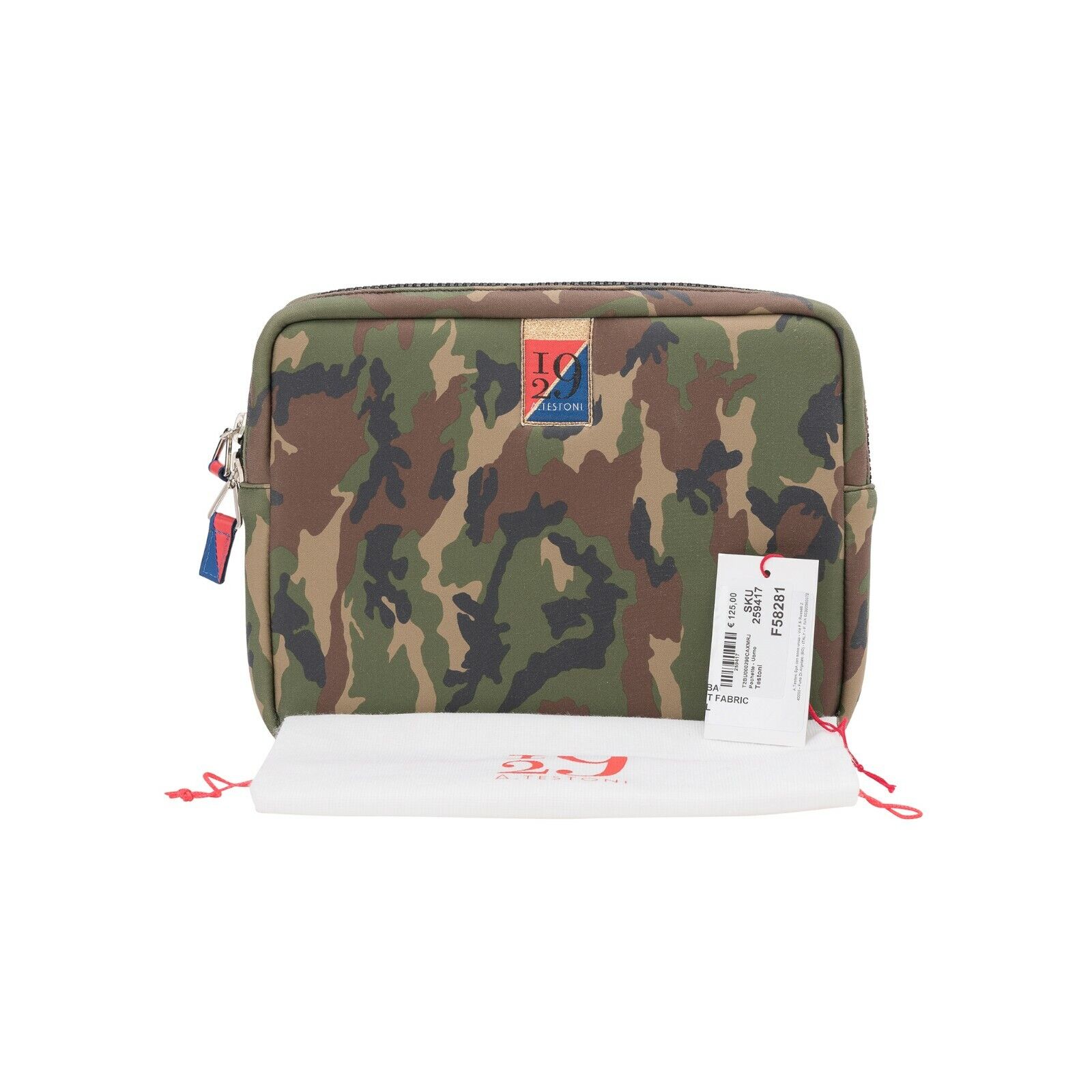 $159 Testoni Bologna Camouflage Fabric Large Pochette