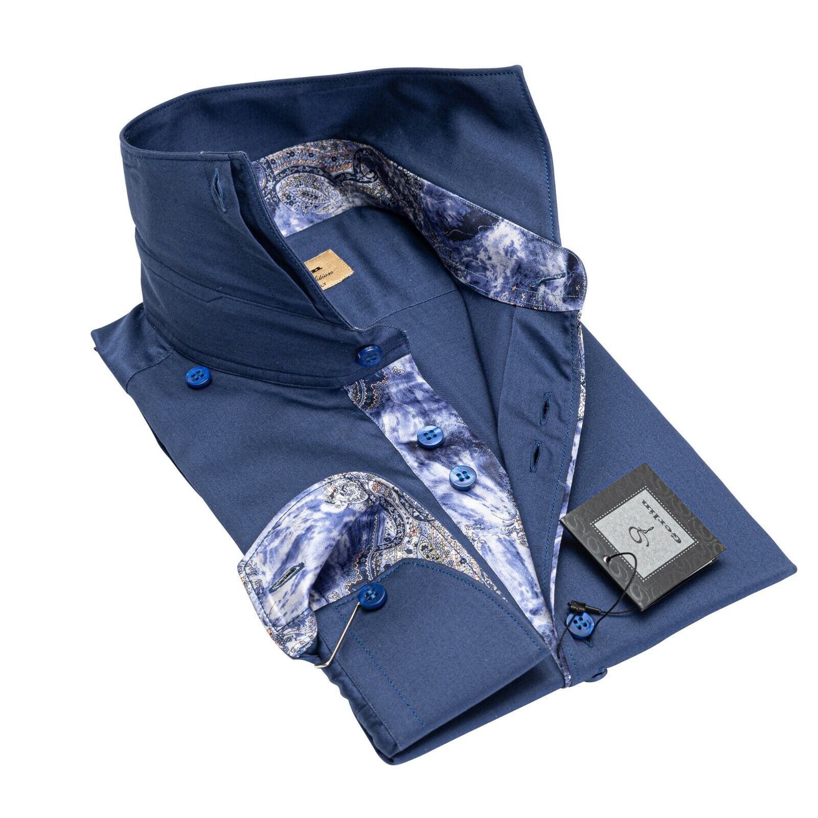 LUXURY 950$ GERLIN Shirt Blue ALUMO SUPRALUXE Cotton + Silk 16-41 ZILLI