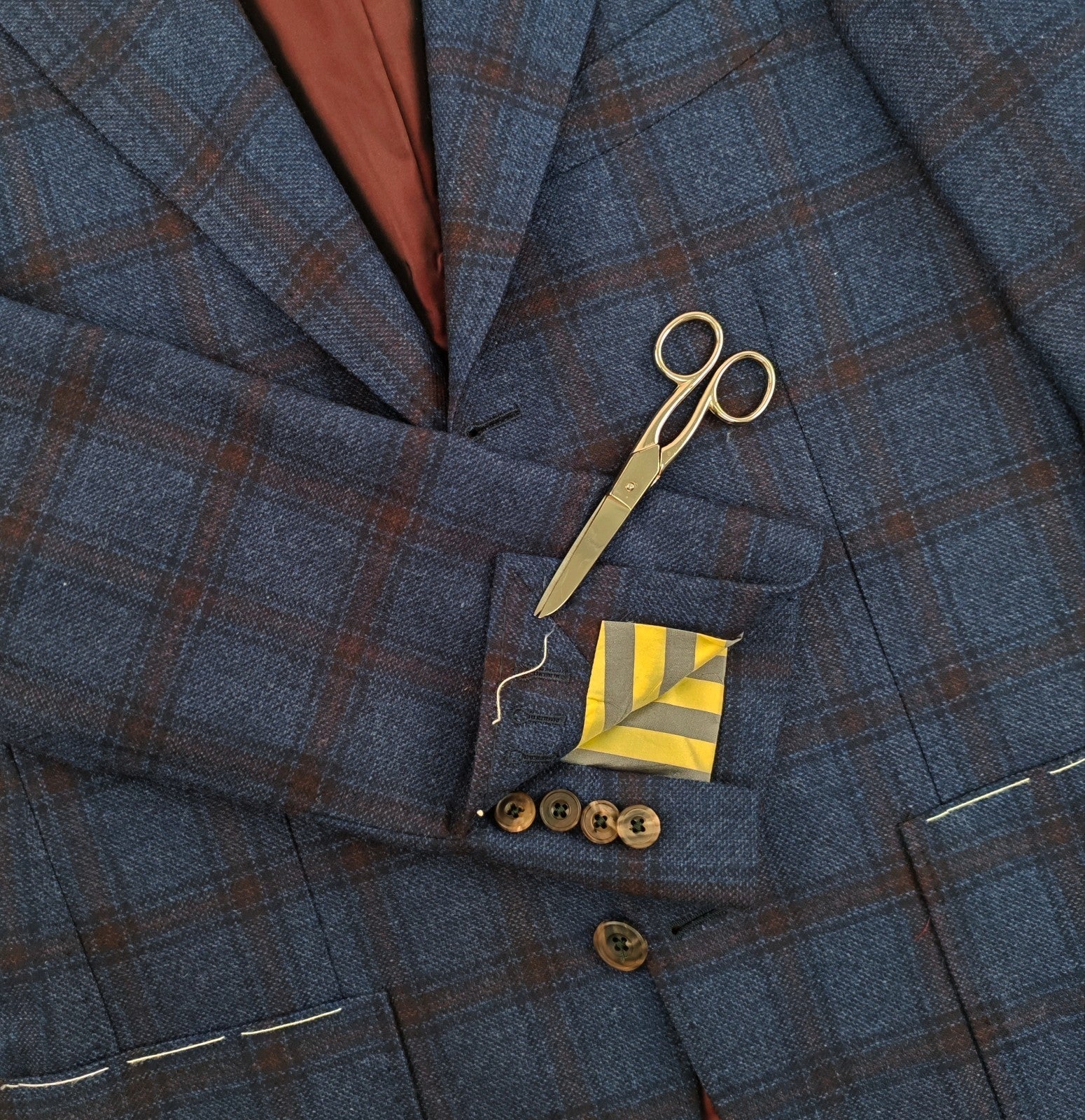 $2200 RUBINACCI NAPOLI Blue Checks Jacket Sport Coat 100% Cashmere