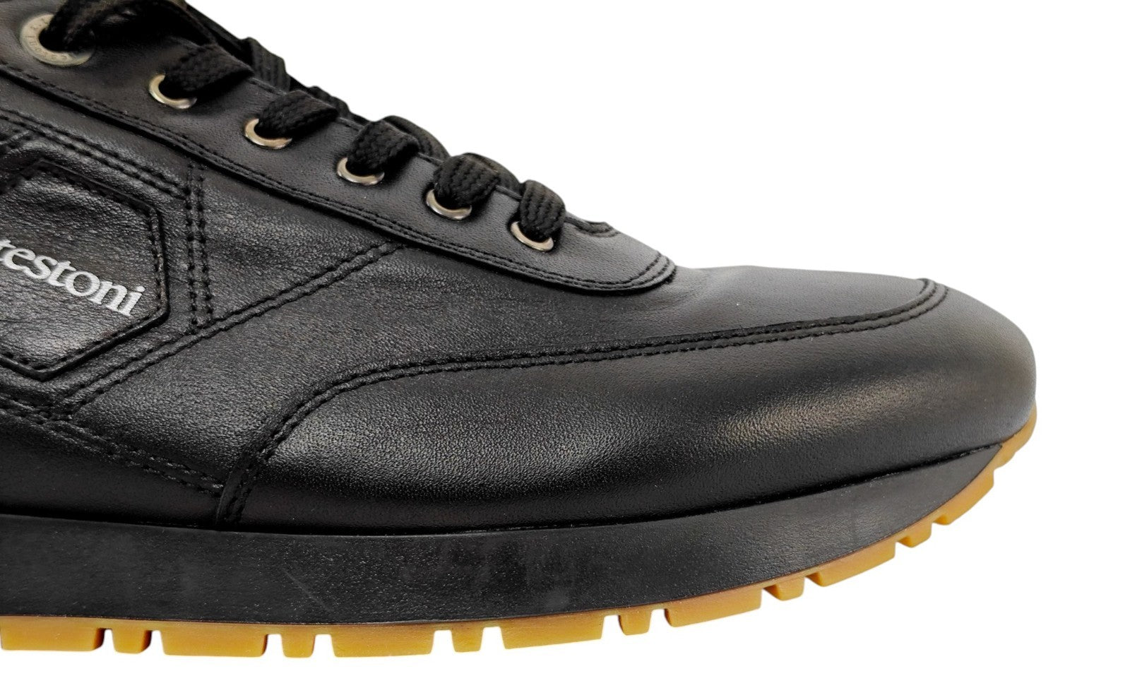 750$ TESTONI Black Sport Sneaker Shoes Calf Rubber Sole 8 UK / 9 US / 42 IT