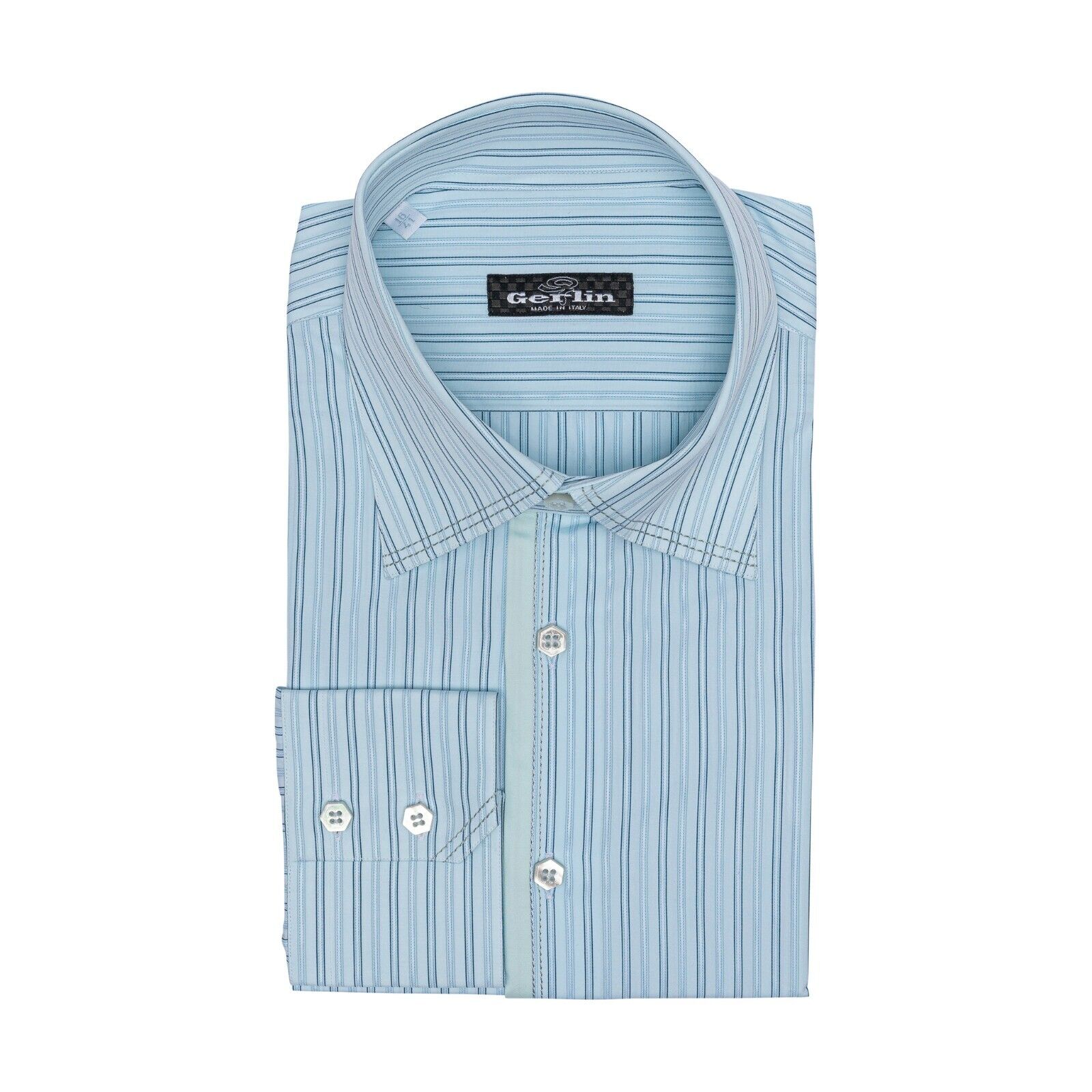 690$ LUXURY GERLIN Shirt Striped ALUMO Jacquard Cotton 16 - 41 1S ZILLI