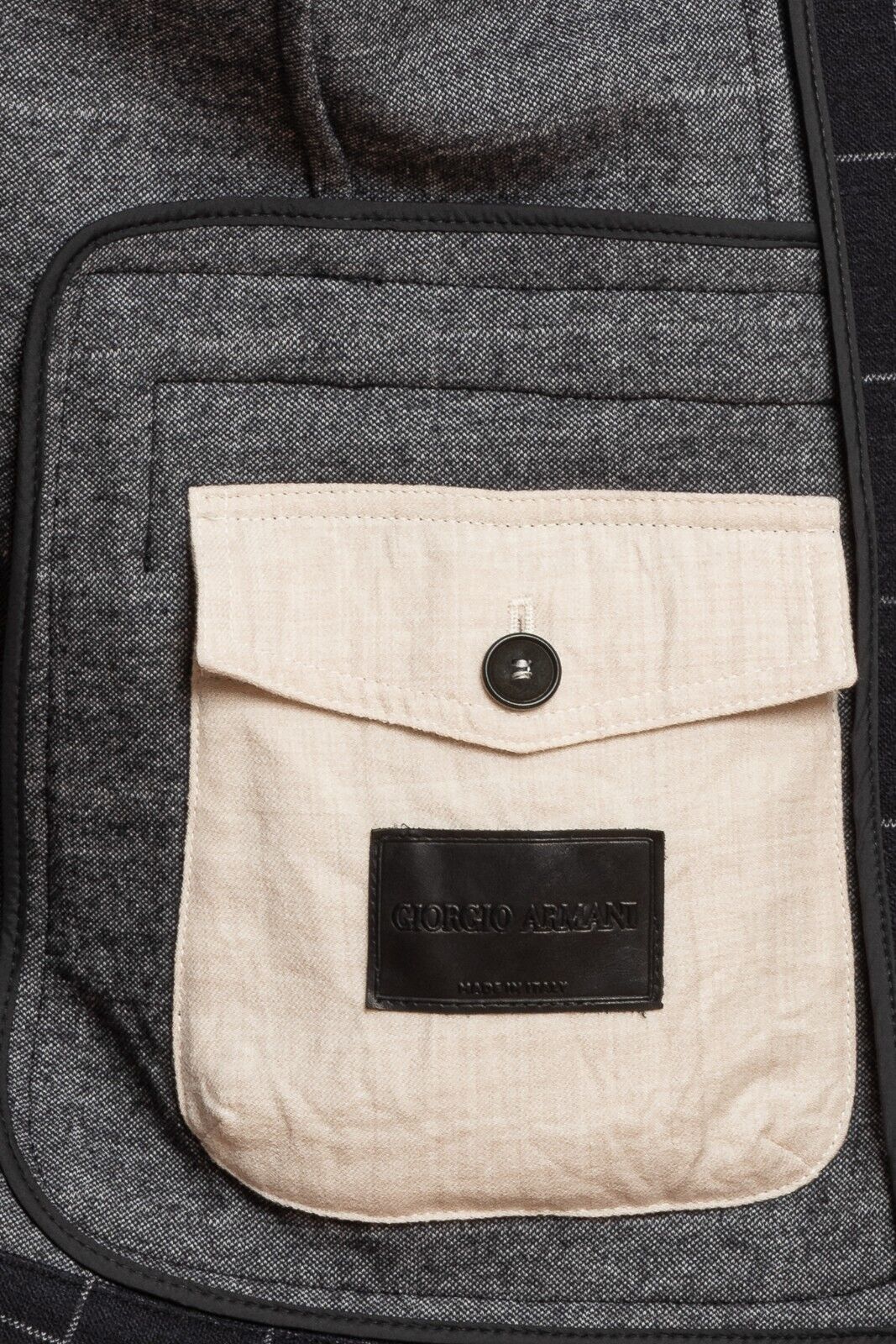 2200$ GIORGIO ARMANI Black Label RUNWAY Jacket Blouson Dark Blue Wool Checks