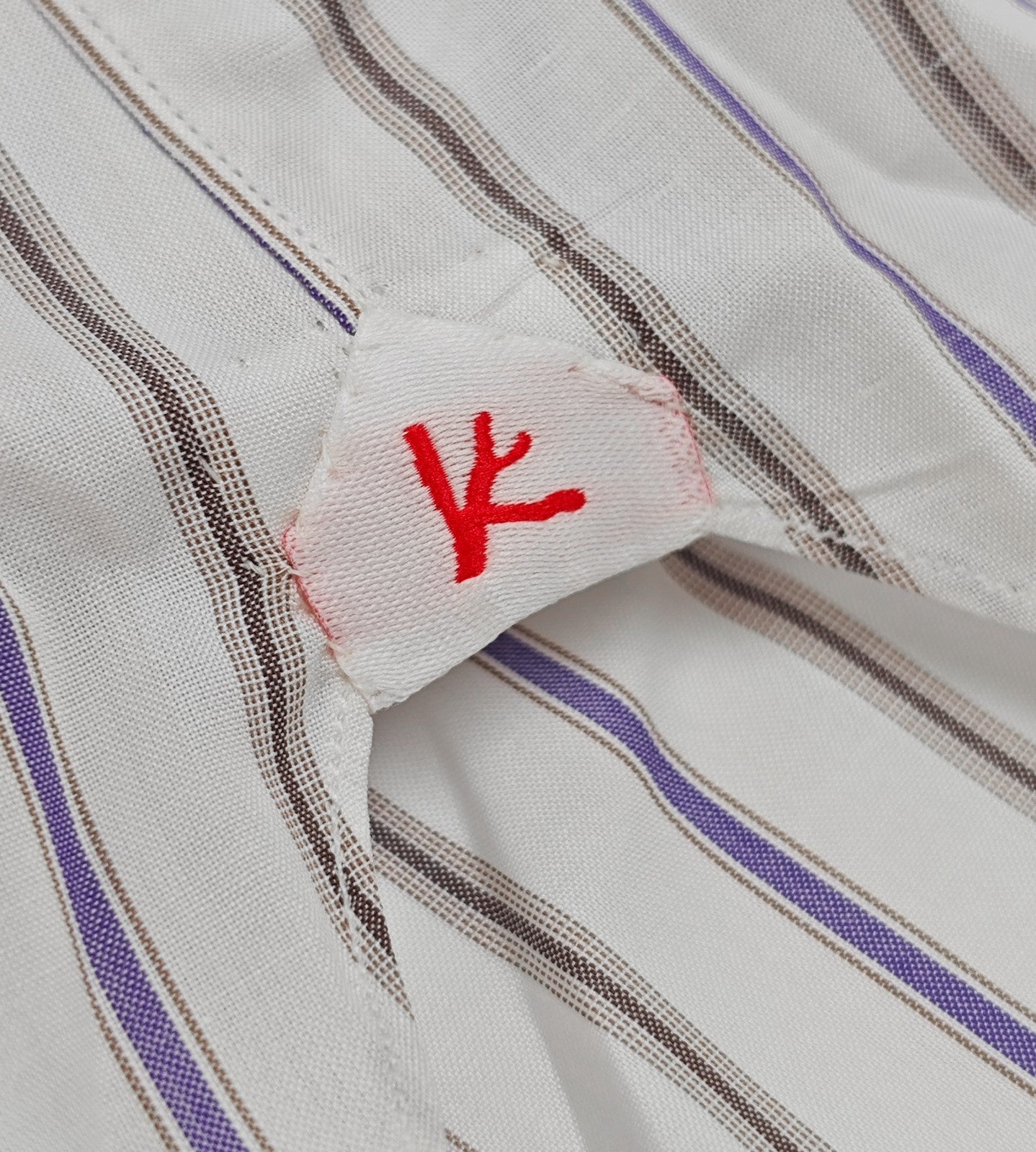 730$ ISAIA NAPOLI "Mix" Dress Shirt White - Violet Striped Fine Cotton 15.5 - 39