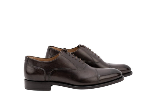 1350$ ISAIA NAPOLI Brown Handcrafted Goodyear Oxford Shoes 6 UK / 7 US / 40 IT