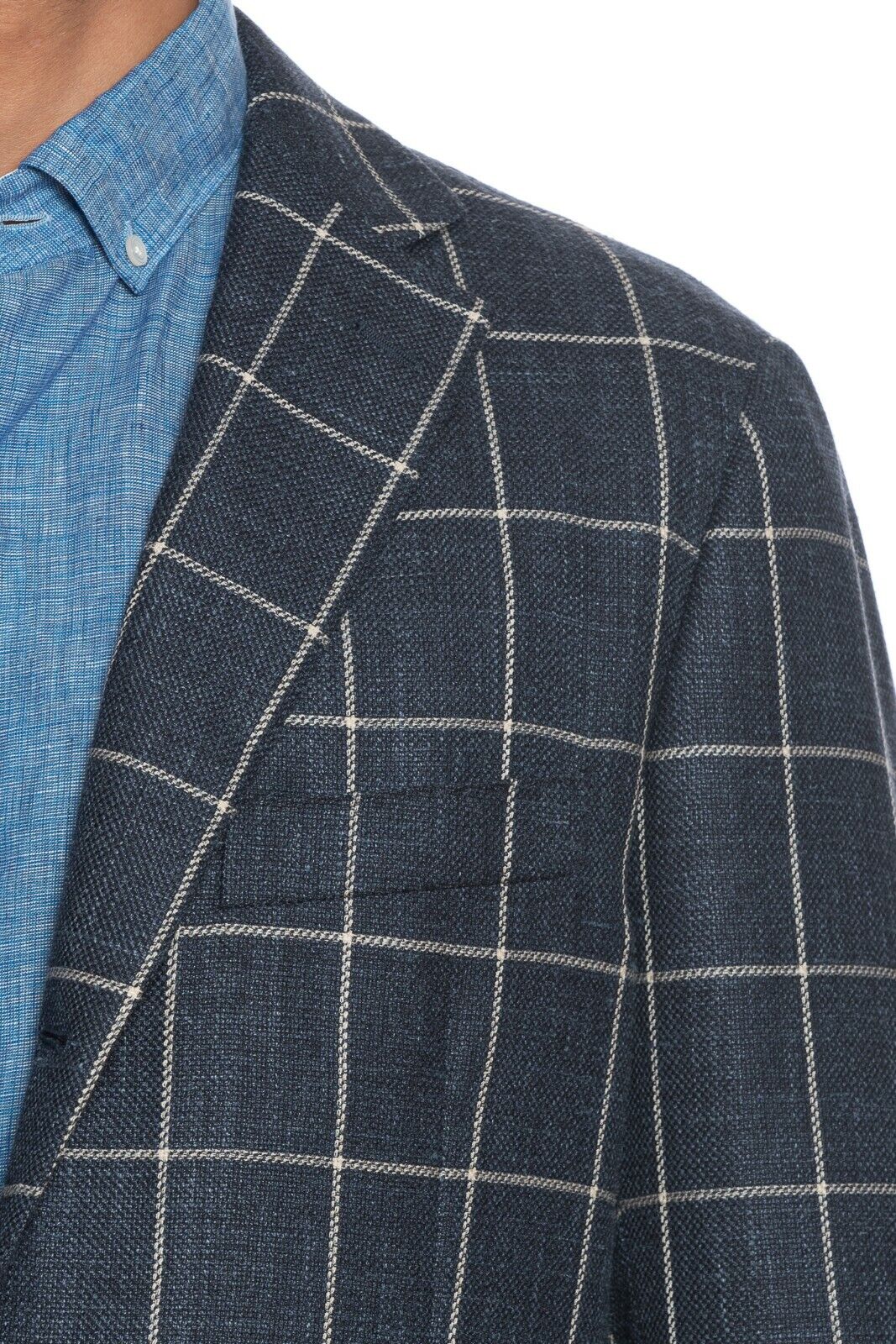 2200$ BELVEST Jacket Blue Checks Wool Silk Linen Drop 7 JACKETINTHEBOX Edition