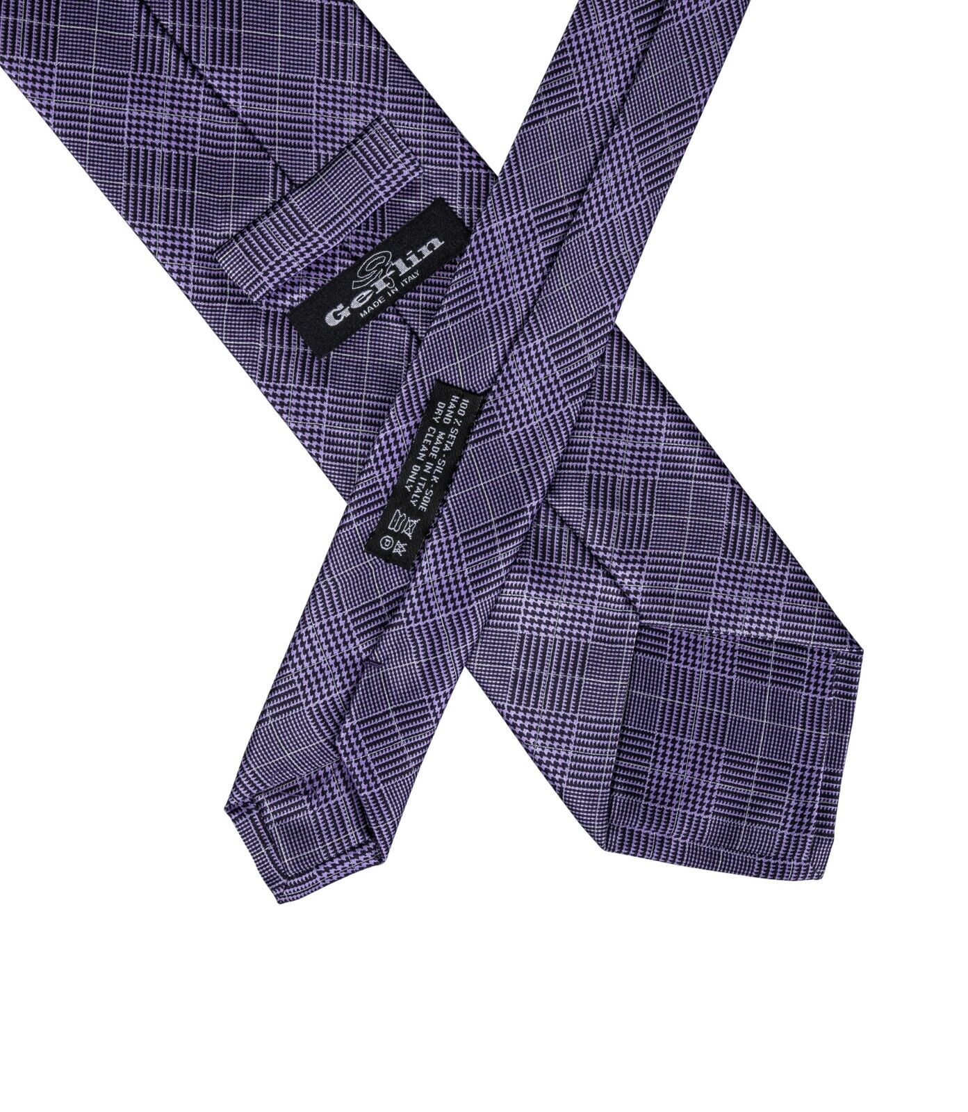 $220 ITALO FERRETTI x GERLIN Tie Check Dark Violet Hand Made in Italy BIJAN