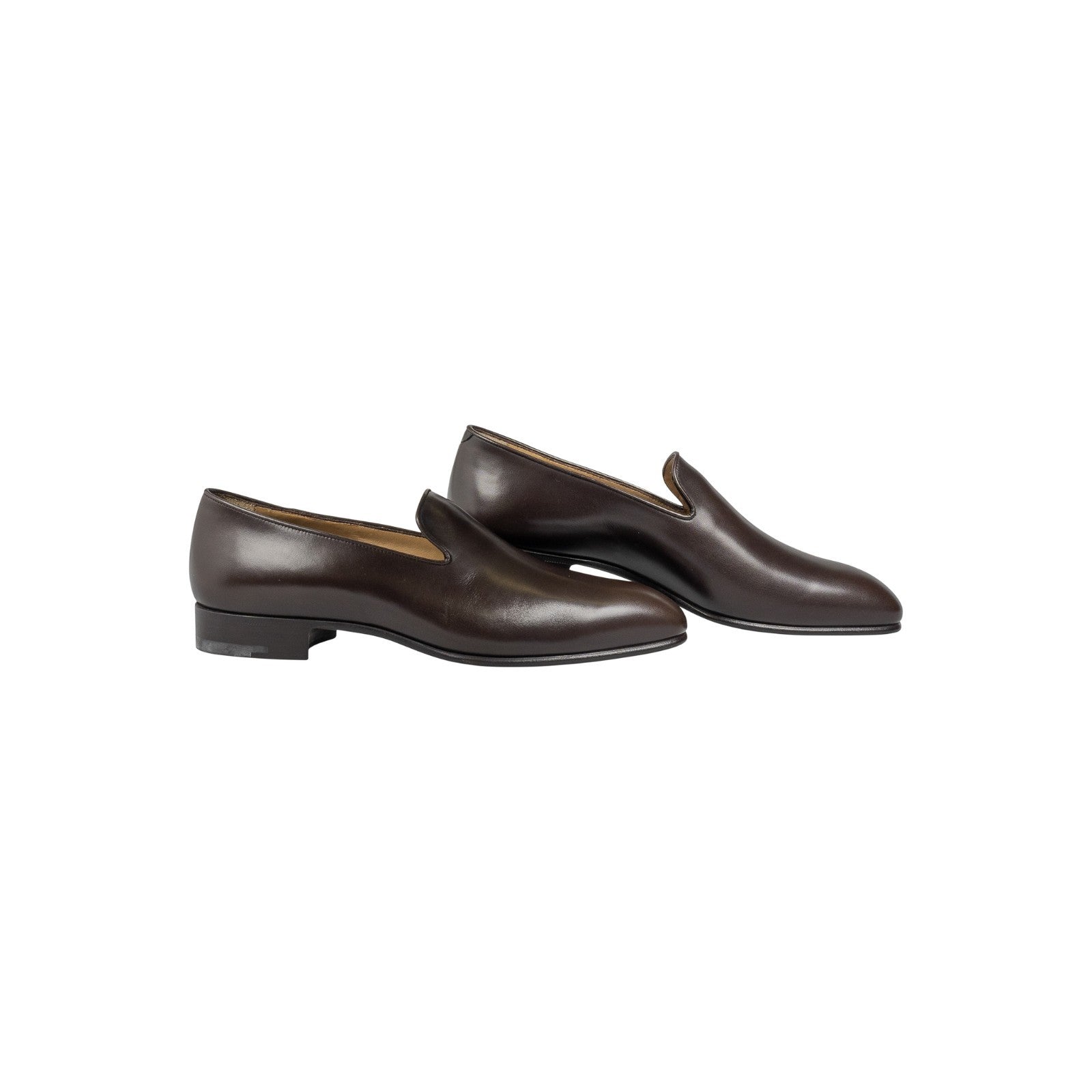 900$ RUBINACCI NAPOLI Brown Wholecut Loafers Leather Slip-On Dress Shoes