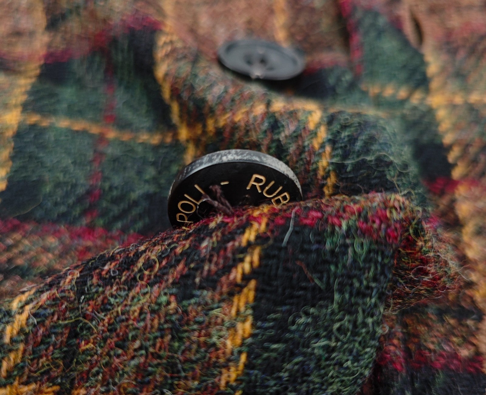 $950 RUBINACCI NAPOLI Brown Green Checks Overshirt Jacket Flannel Wool Size S