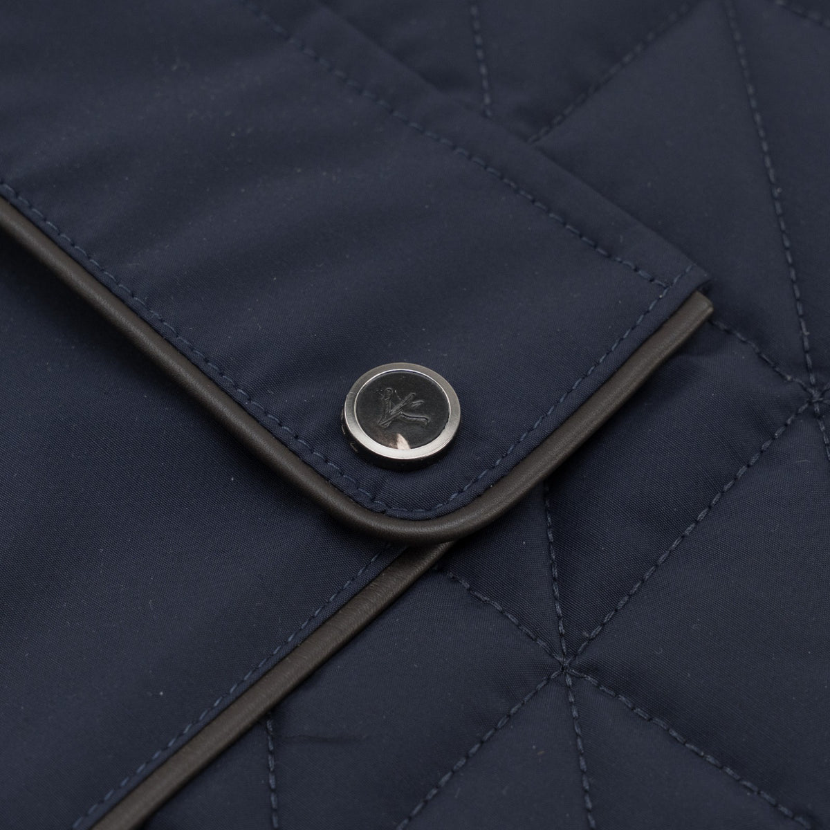2790$ ISAIA NAPOLI Dark Blue Vest Jacket Techno Wool + Leather 50 US / 60 EU