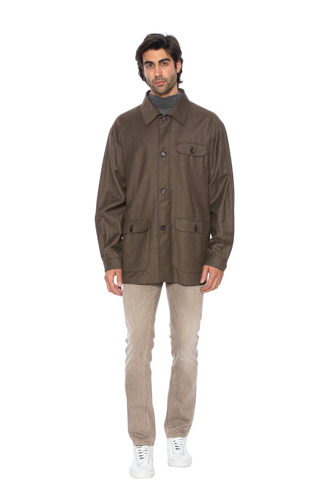 $4200 HETTABRETZ Field Jacket 100% Cashmere Fleece Leather Details 42 US / 52 EU
