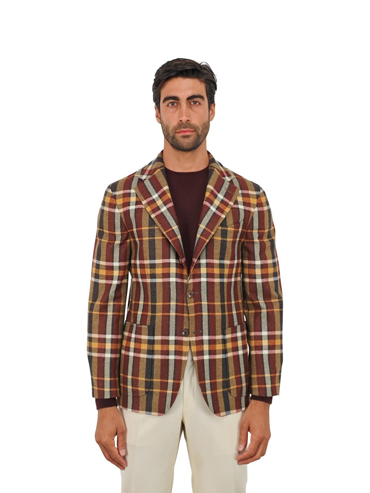 $2200 RUBINACCI Green / Brown Checks Jacket Sport Coat 100% Cashmere 38 US 48 EU