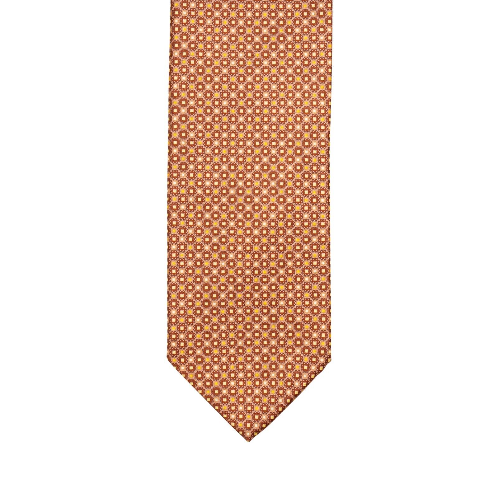 $290 ITALO FERRETTI Tie "FLORAL" Rust 100% Silk Handmade in Italy BIJAN