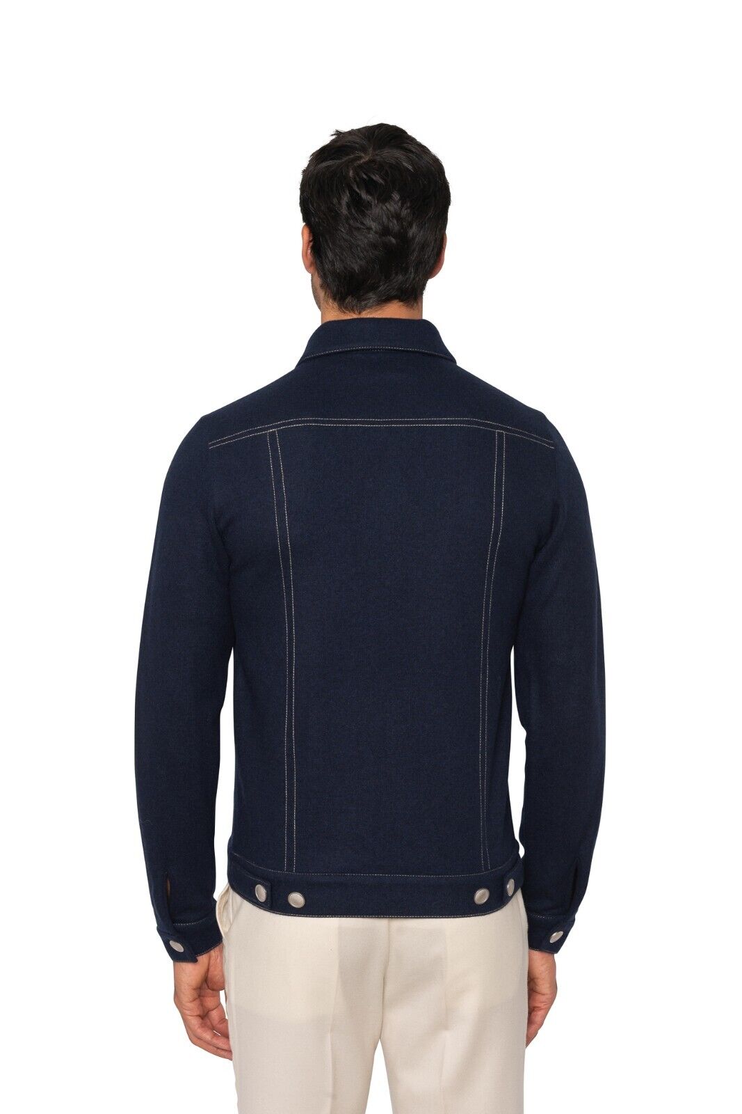 $2200 FEDELI CASHMERE Blue Jacket Trucker 100% Double Cashmere 42 US / 52 EU