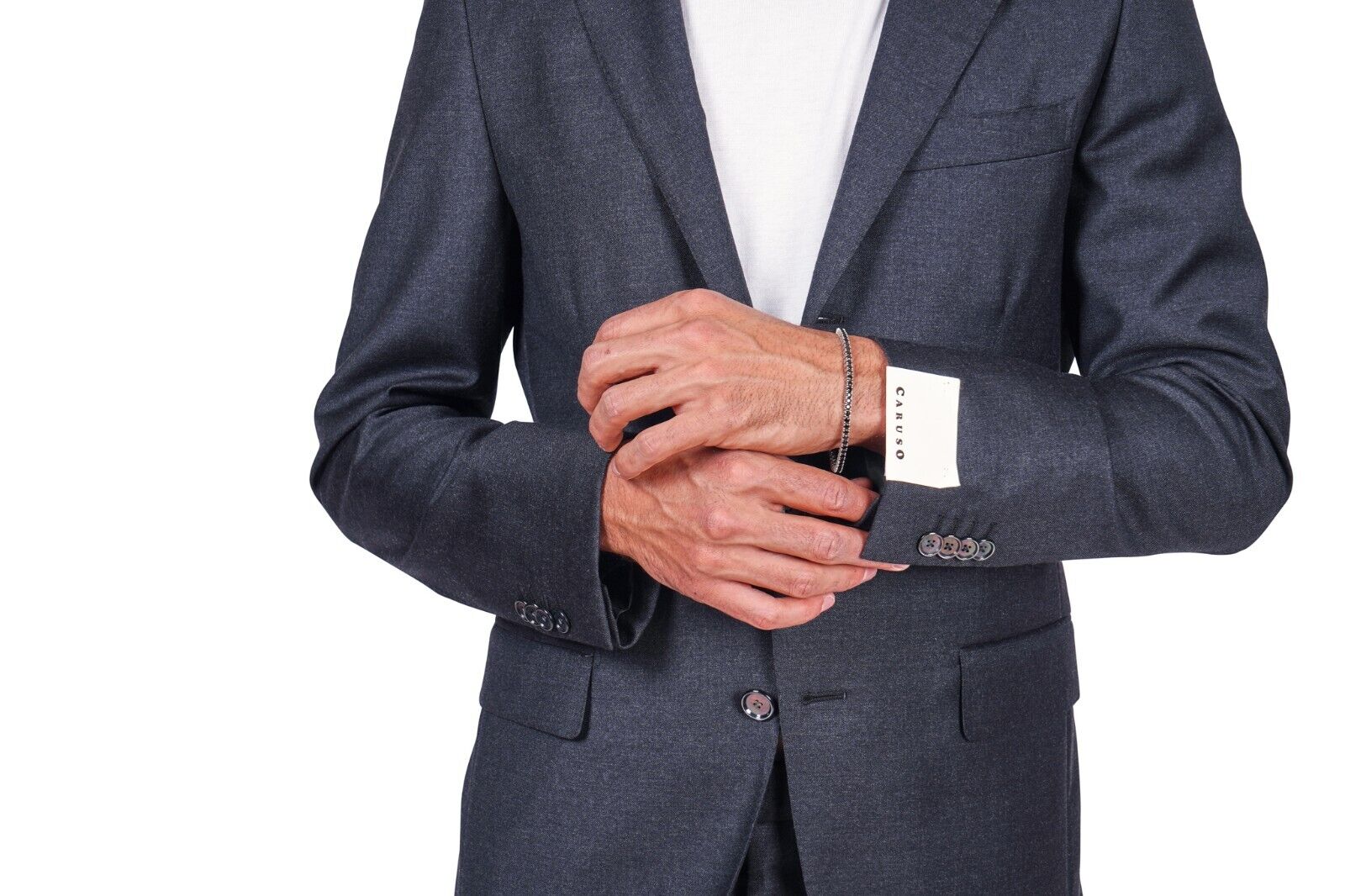 $2200 CARUSO Handmade in Italy Dark Grey Solid Wool Superfine 100's Regular Fit