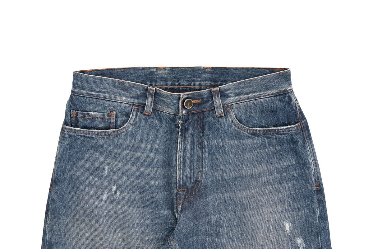 690$ ISAIA NAPOLI Blue Scratch Denim Jeans Trousers Pant Cotton 32 US / 48 EU