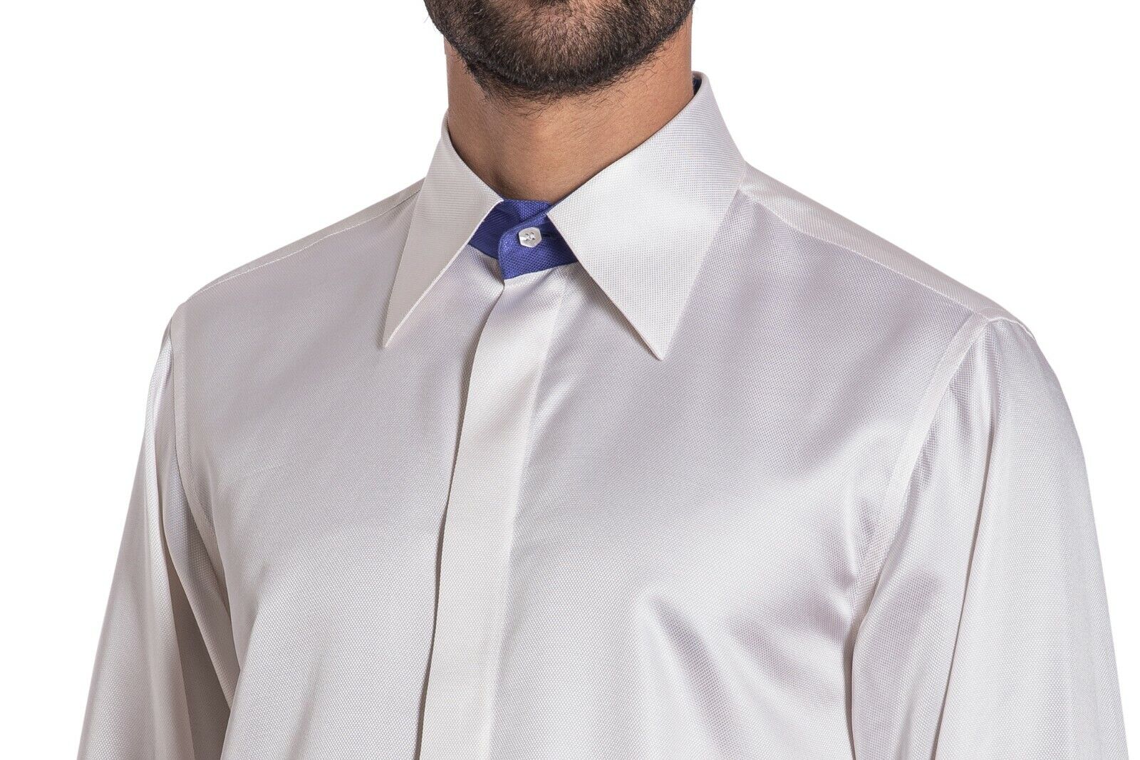 ITALIAN LUXURY 1400$ GERLIN Shirt 100% Silk Ivory ZILLI