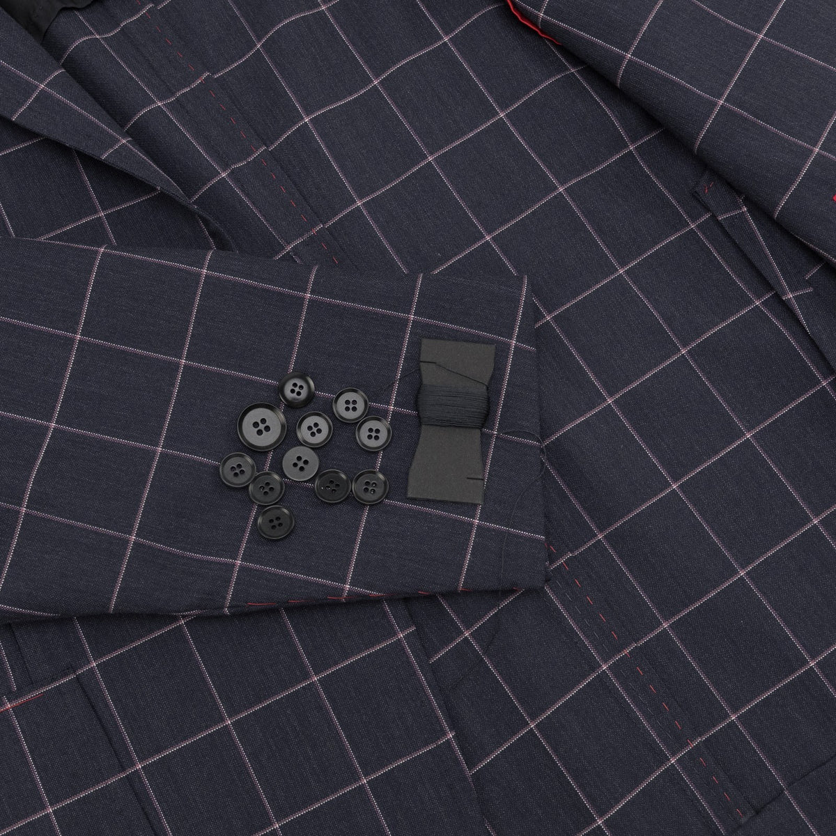 $6600 ISAIA "Capri" Suit Dark Blue - Pink Wool Windowpane 44 US / 54 EU 8R