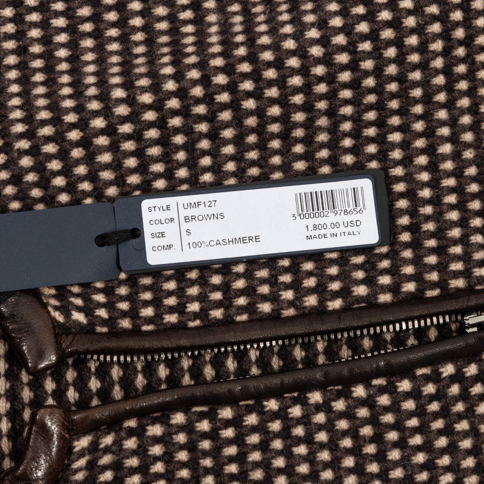 $2500 MANRICO CASHMERE Brown Cardigan Zip Thick 100% Cashmere / Lambskin Size S