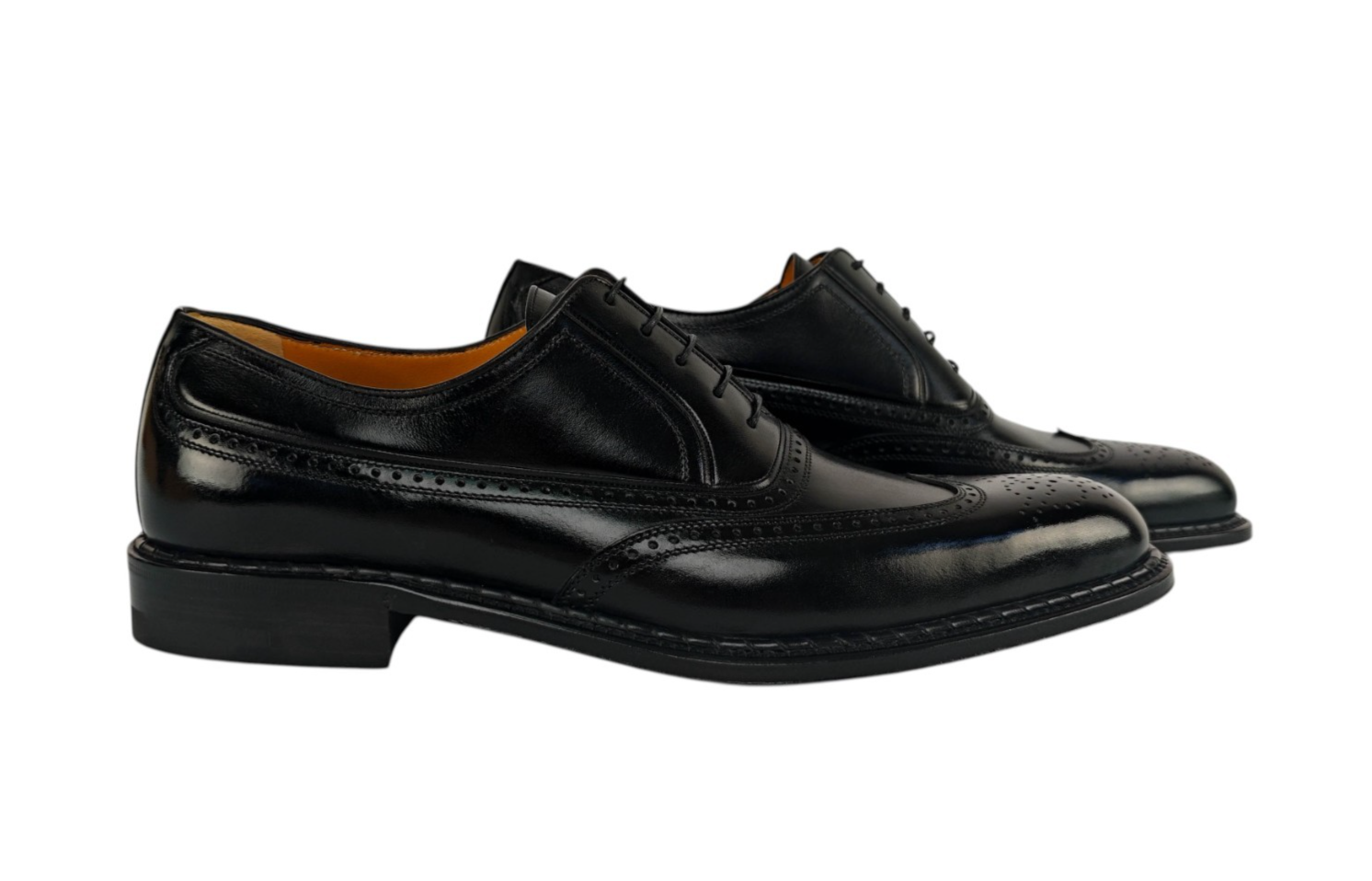 1200$ TESTONI Oxford Brogue Shoes Calf Black Goodyear Welted 8 UK / 9 US / 42 IT