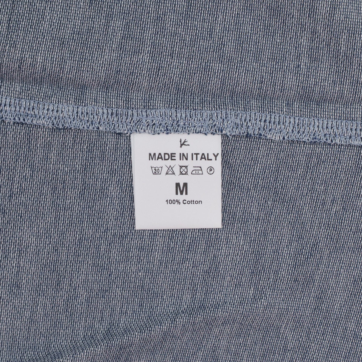 695$ ISAIA NAPOLI Hand-Sewn Polo Long Sleeve Jersey Cotton Blue Size M