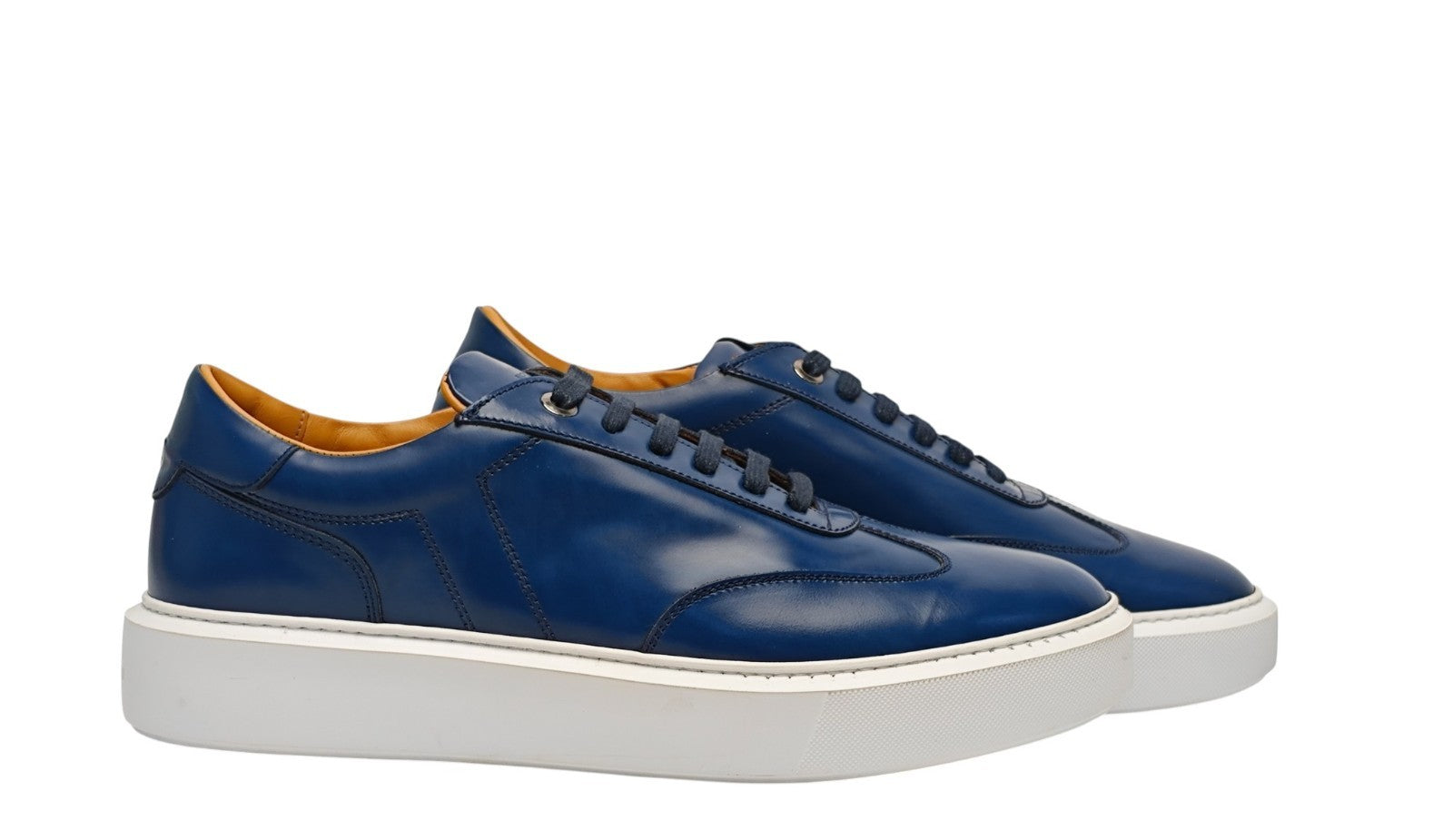 950$ TESTONI "Paestum" Blue Sneaker Burnishe Calf 10.5 UK / 11.5 US / 44.5 IT