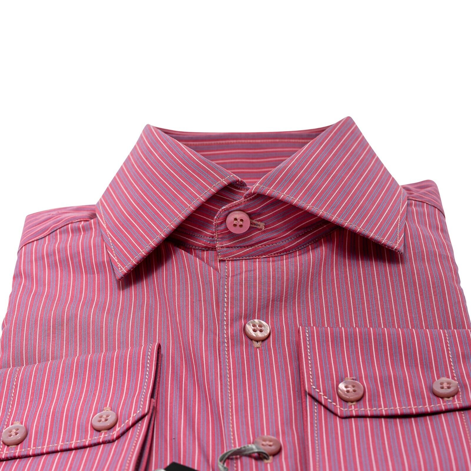 690$ LUXURY GERLIN Shirt Dark Pink "CAPRI TELA" Cotton 16 - 41 7S BIJAN