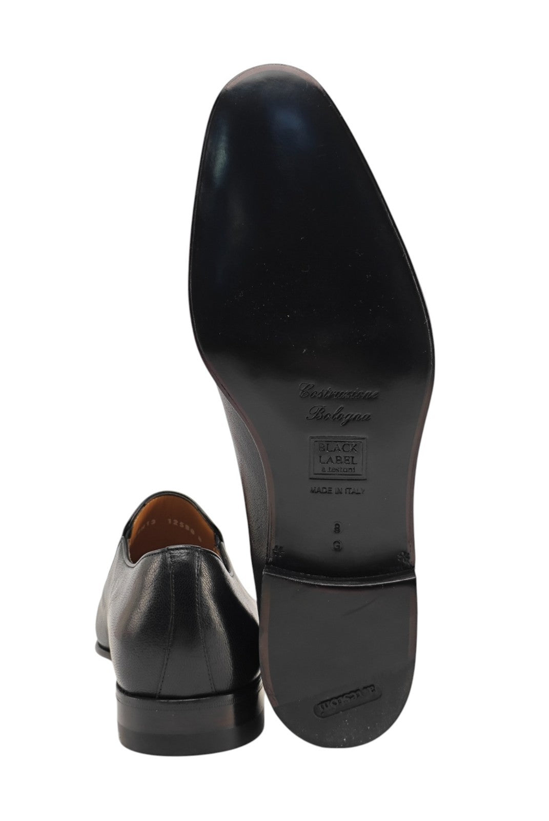 1300$ TESTONI BOLOGNESE CONSTRUCTION Black SlipOn Shoes Calf 8 UK / 9 US / 42 IT