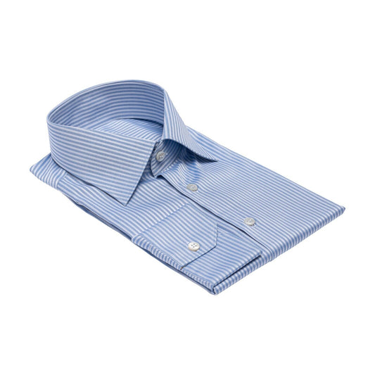 690$ LUXURY GERLIN Shirt Striped Blue ALUMO Cotton 16 - 41 - 8Z BIJAN