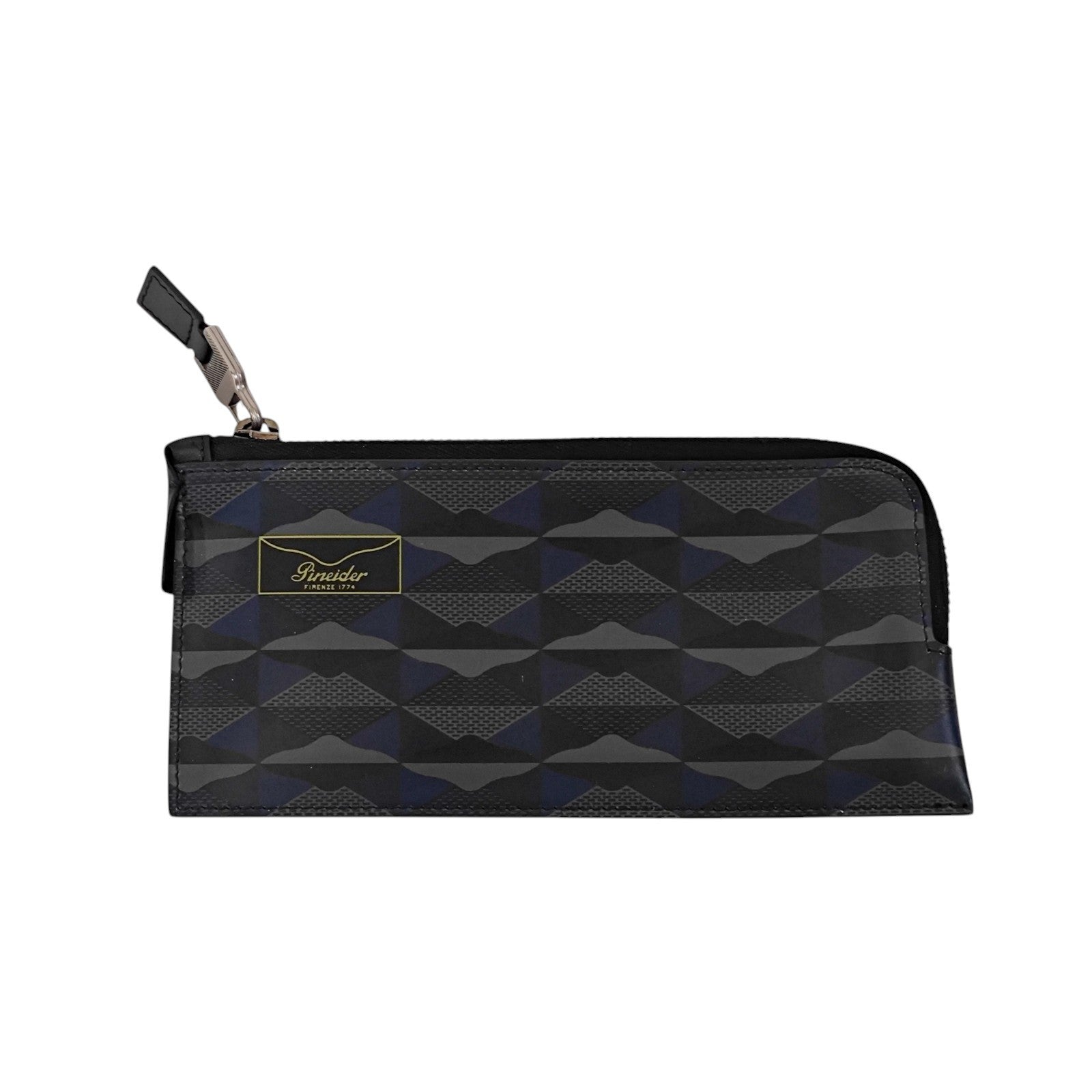 210$ PINEIDER FIRENZE 1774 "Empress" Leather Zipped Pen Case Blue / Grey