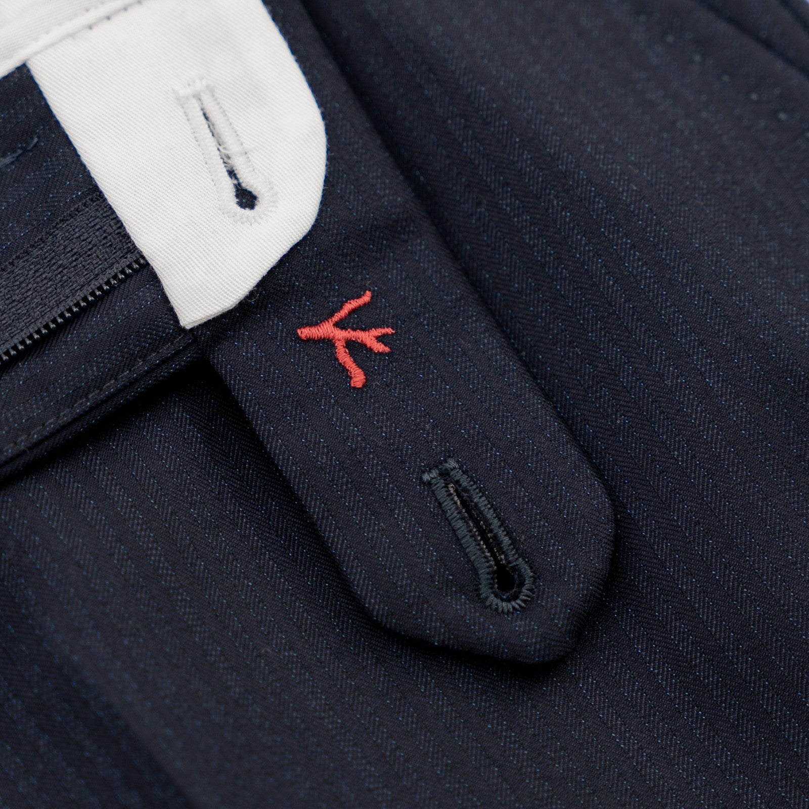 1550$ ISAIA Hand-Sewn Tapered Dress Pant Fine Wool Blue Pinstripe 36 US / 52 EU