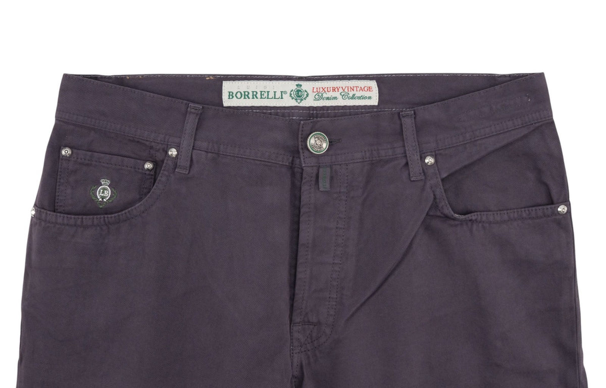 415$ LUIGI BORRELLI NAPOLI Washed Dark Purple Denim Jeans Cotton 35 US / 51 EU