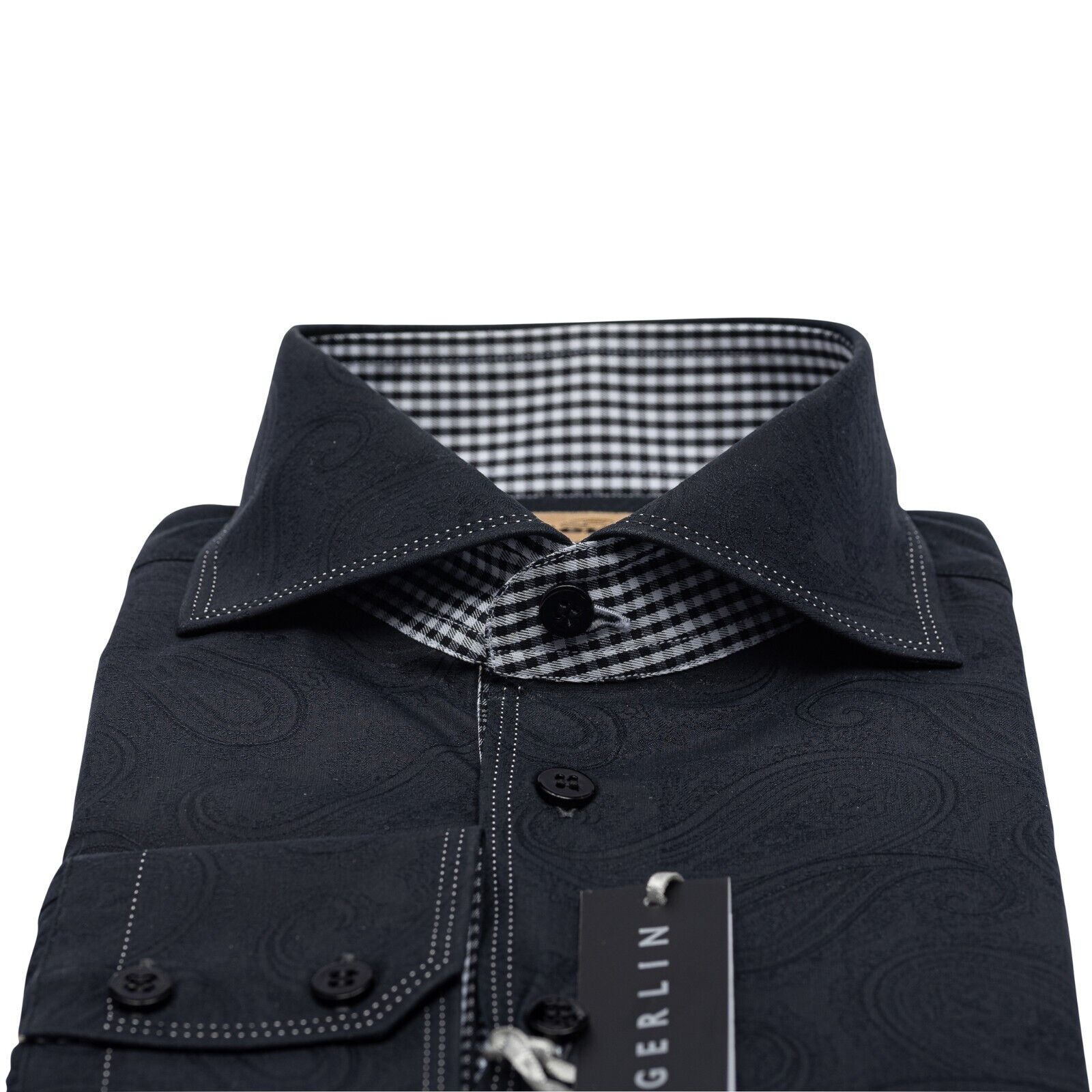 690$ LUXURY GERLIN Shirt Blue Paisley Jacquard Cotton 16 - 41 6C ZILLI