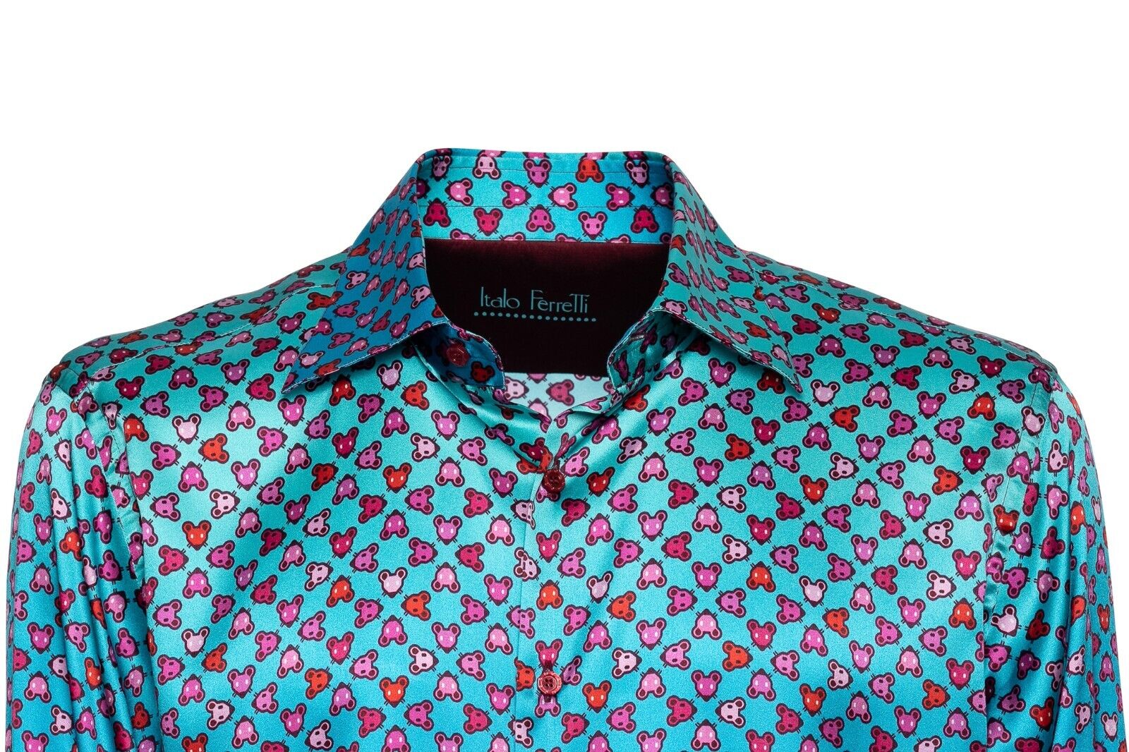 1400$ ITALO FERRETTI Shirt "YEAR OF THE RAT" 100% Satin Silk COMO Size L BIJAN