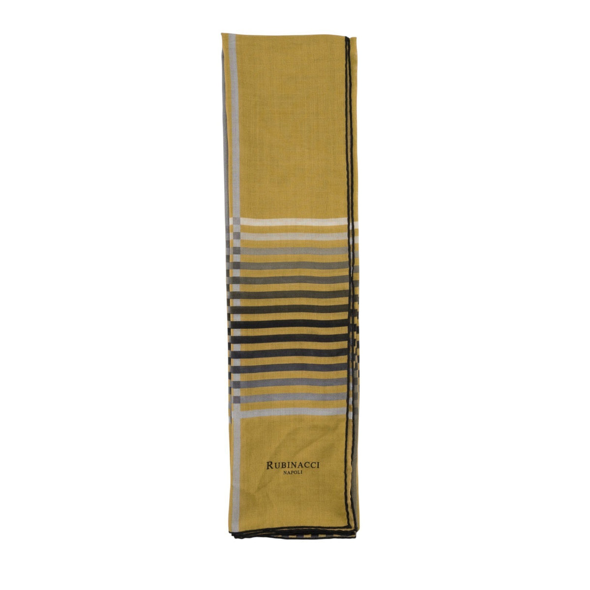 330$ RUBINACCI Yellow Fine Wool Silk Striped Stole Scarf Shawl - Made in Italy