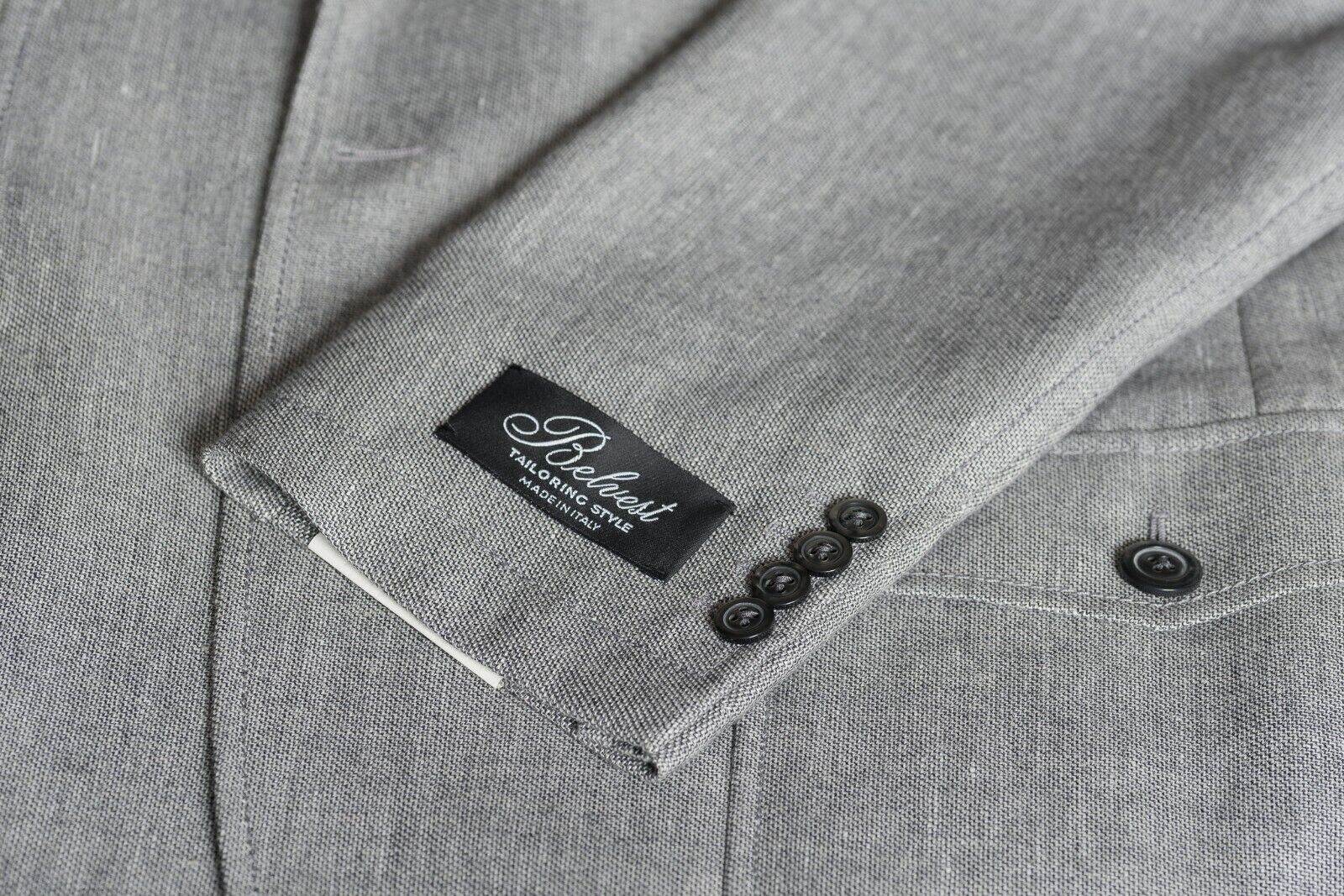 BELVEST Hand Made in Italy Jacket Blazer Wool Linen Solid Gray 46 US / 56 EU 7 R
