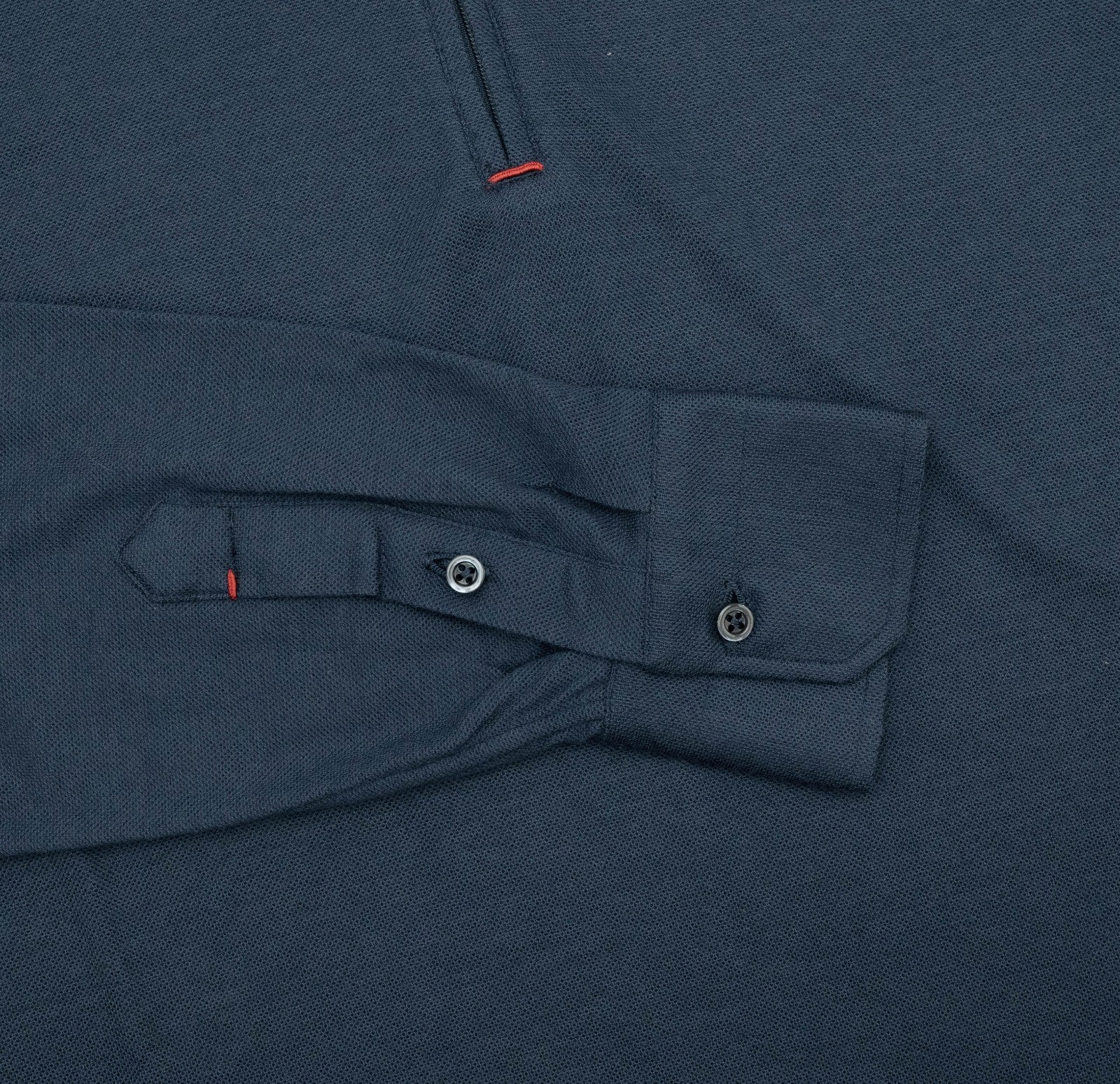 1200$ ISAIA NAPOLI " Logo" Blue Navy Polo Zip Long Sleeve Knit Wool Size M