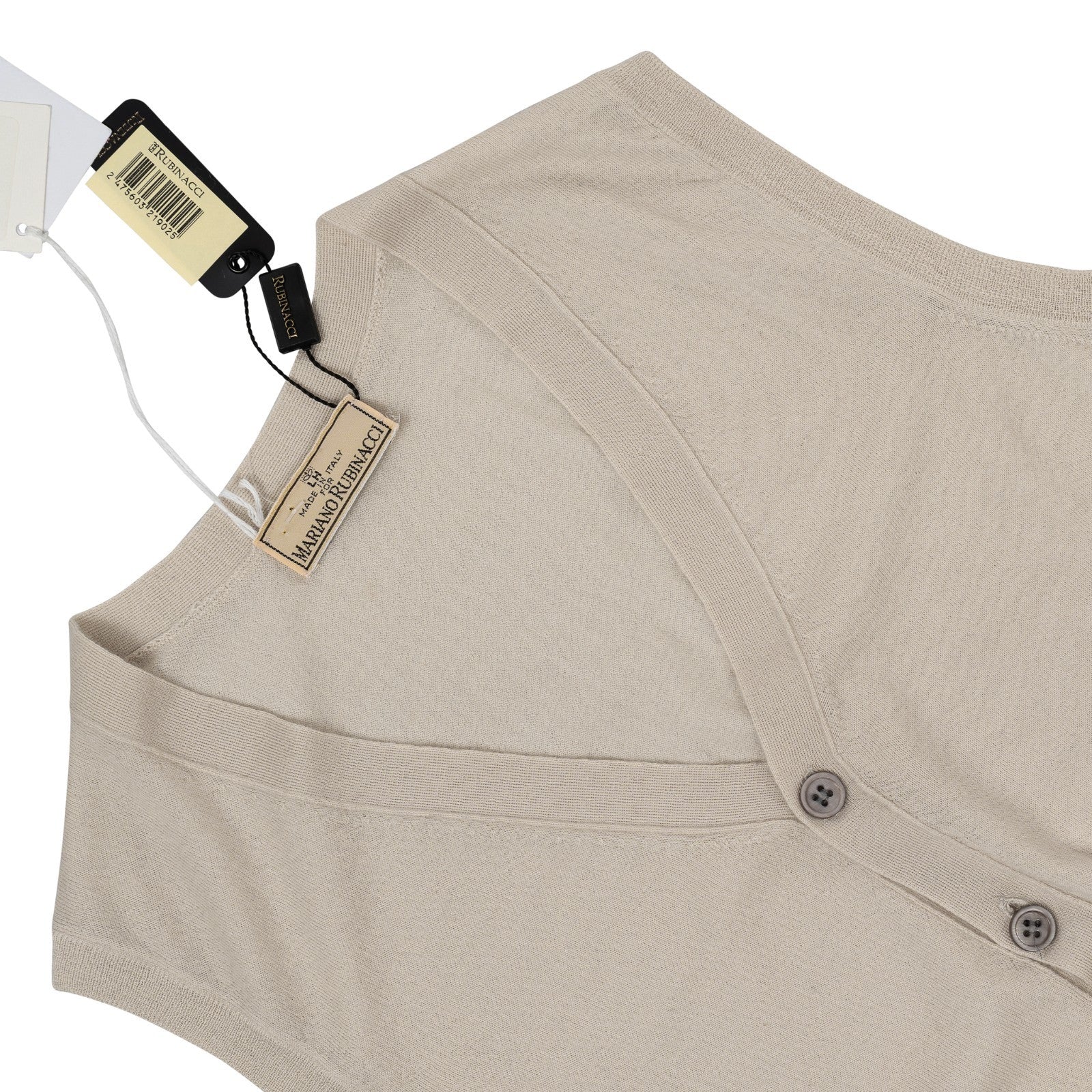 520$ RUBINACCI NAPOLI Beige Cardigan Vest Gilet 100% Extra Soft Cashmere Size S