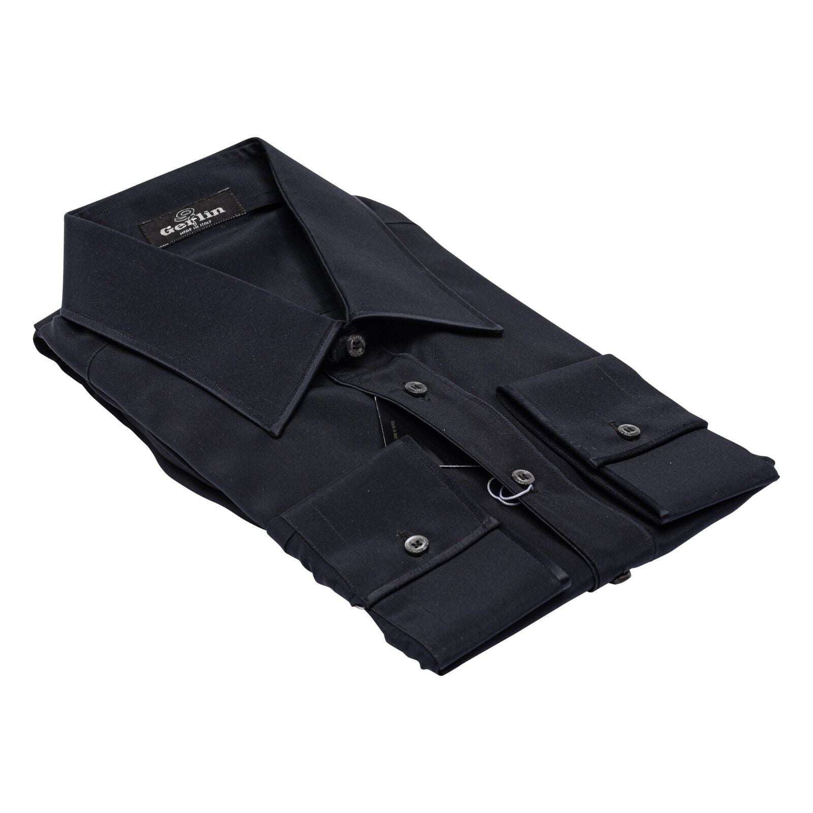 1400$ LUXURY GERLIN Shirt Blue Navy 100% Silk SATIN 16 - 41 2V BIJAN
