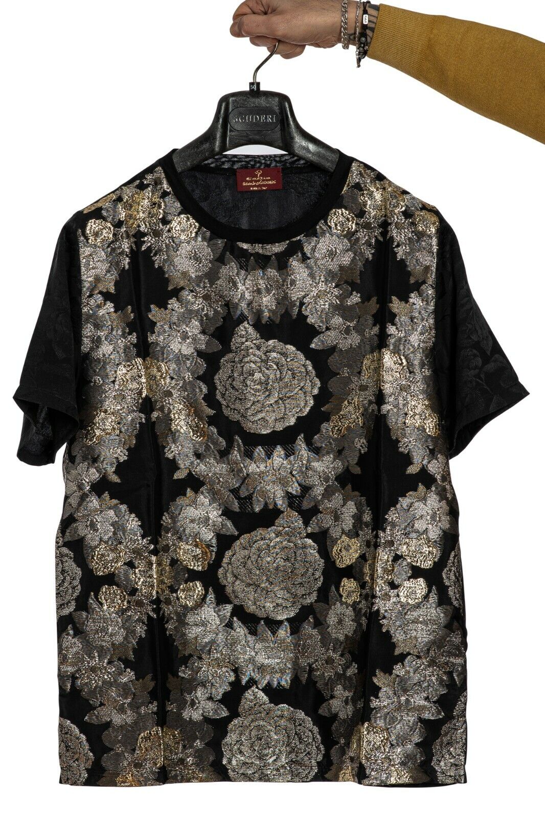 LUXURY 2900$ GERLIN T-Shirt REAL GOLD THREADS 24 karat 100% Silk - ZILLI