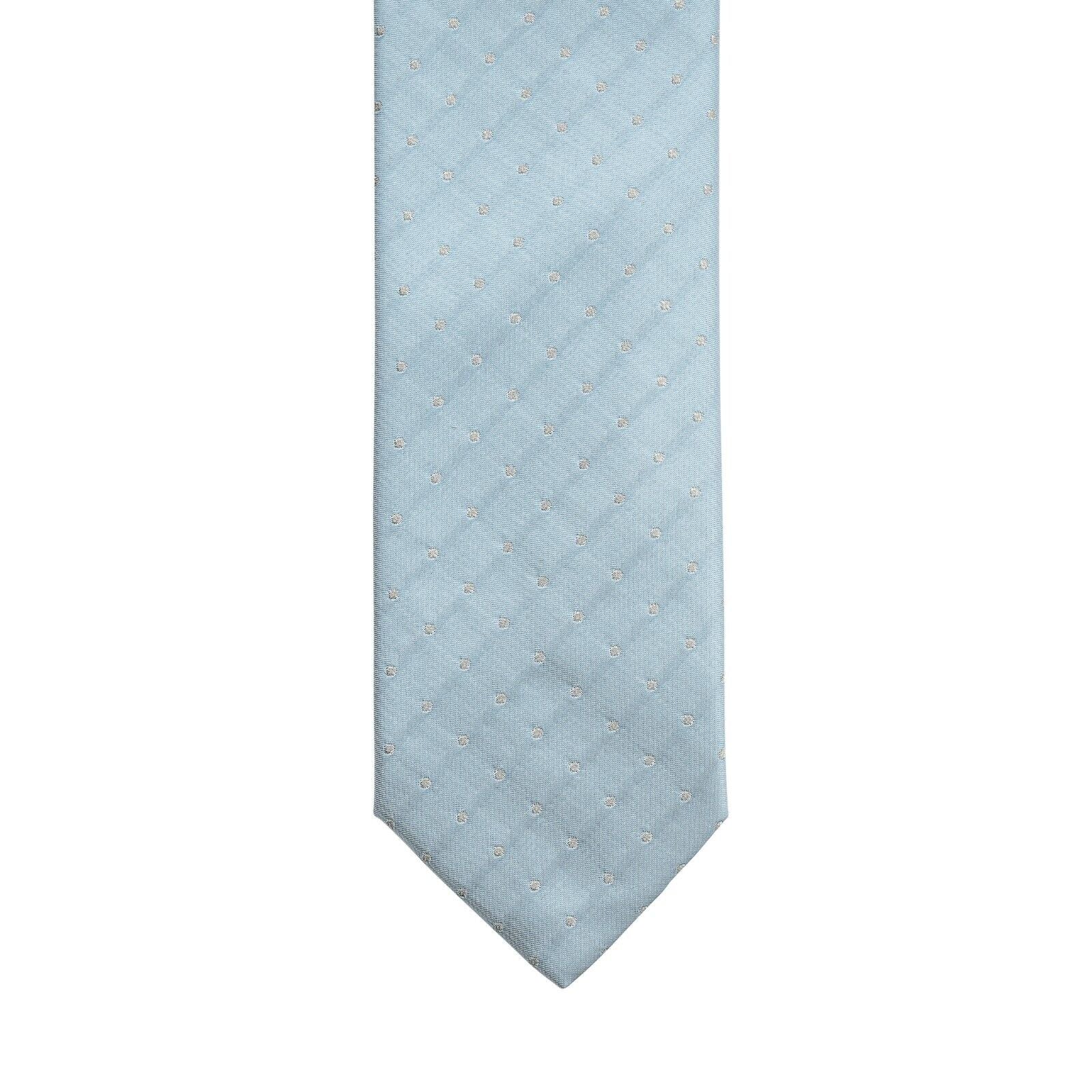 $290 ITALO FERRETTI Tie Dot Light Blue 100% Silk Handmade in Italy ZILLI