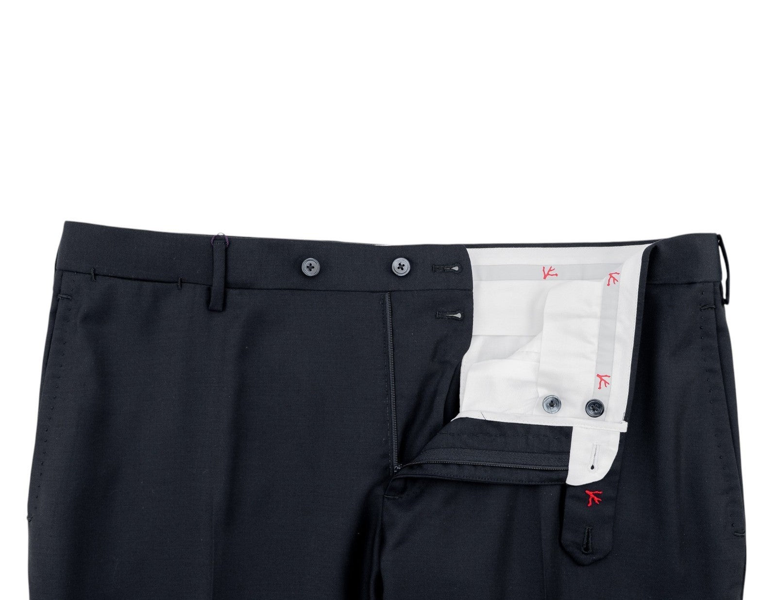 1750$ ISAIA Hand-Sewn Tapered Dress Pant Wool 160's Blue Navy 40 US / 56 EU 8R
