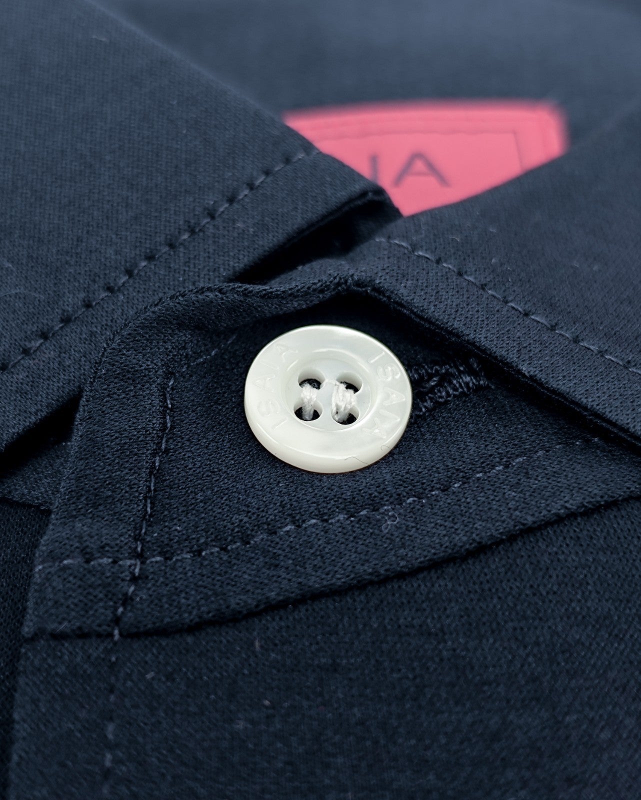 815$ ISAIA Dress Shirt Blue Navy Jersey Filo di Scozia Stretch Cotton 17.5 - 44
