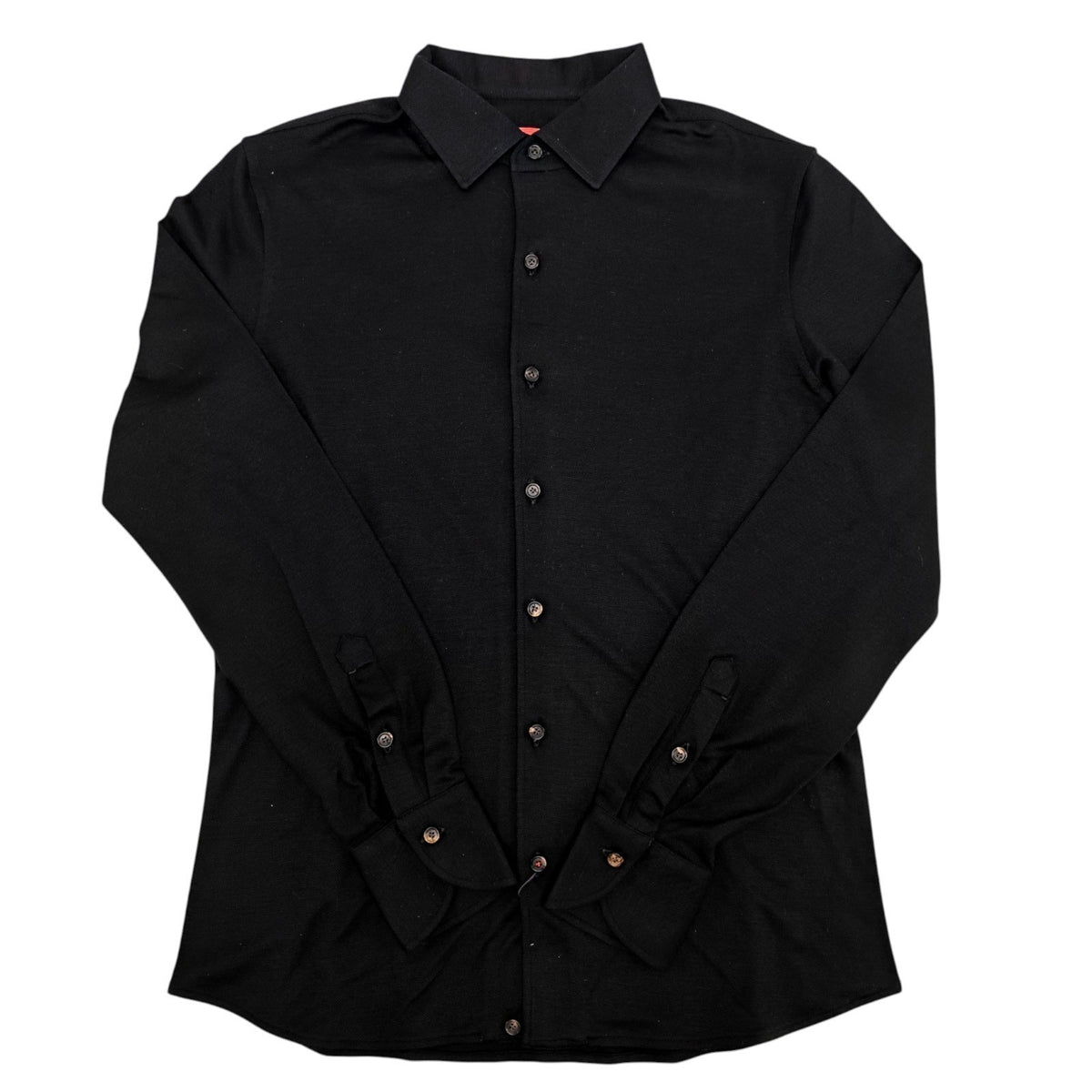 1450$ ISAIA NAPOLI Black Hand-Sewn Sartorial Shirt Long Sleeve Soft Wool