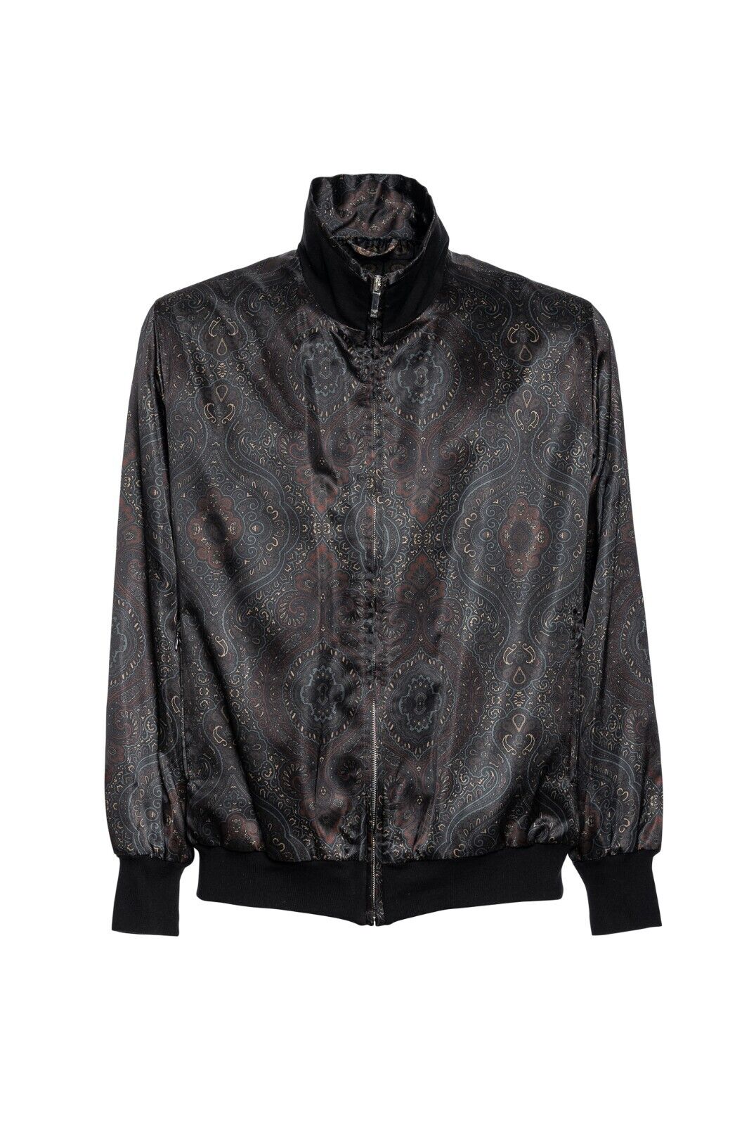 2000$ ITALO FERRETTI Bomber Jacket "DAMASK" 100% Silk 42 US / 52 EU ZILLI