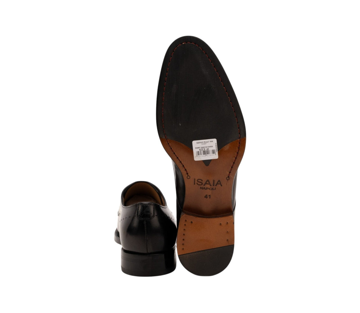1350$ ISAIA NAPOLI Derby Shoes Perforated Detail Leather Black 7 UK / 8 US 41 IT