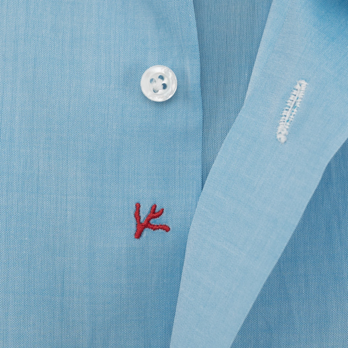 750$ ISAIA "Mix" Dress Shirt Blue Solid Fine Cotton Hand - Sewn 15.5 - 39