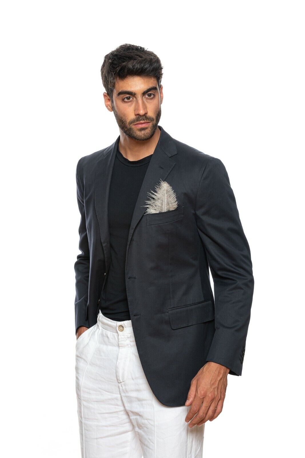 SARTORIA PARTENOPEA for SULKA Blue Navy Cashmere Cotton Jacket 40 US / 50 EU 7R
