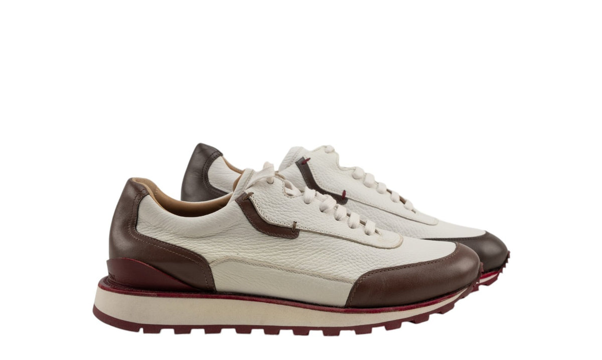 1200$ TESTONI "Piuma" Moena Sneaker Shoes Deer Calf Brown 8 UK / 9 US / 42 IT