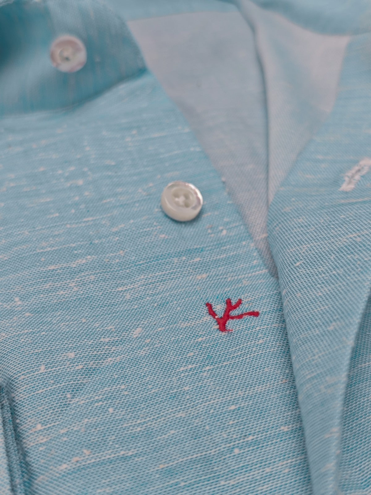 790$ ISAIA NAPOLI "Mix" Sky Blue Dress Shirt Hand-Sewn Cotton - Silk